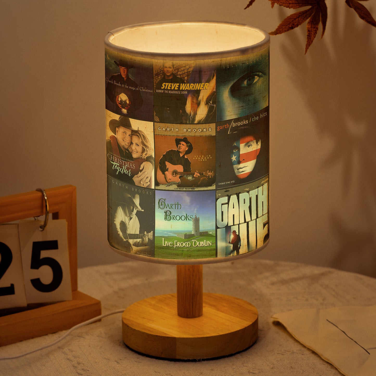 🤠 Garth Brooks Album Collage Fabric Lamp – Country Music Legend Light