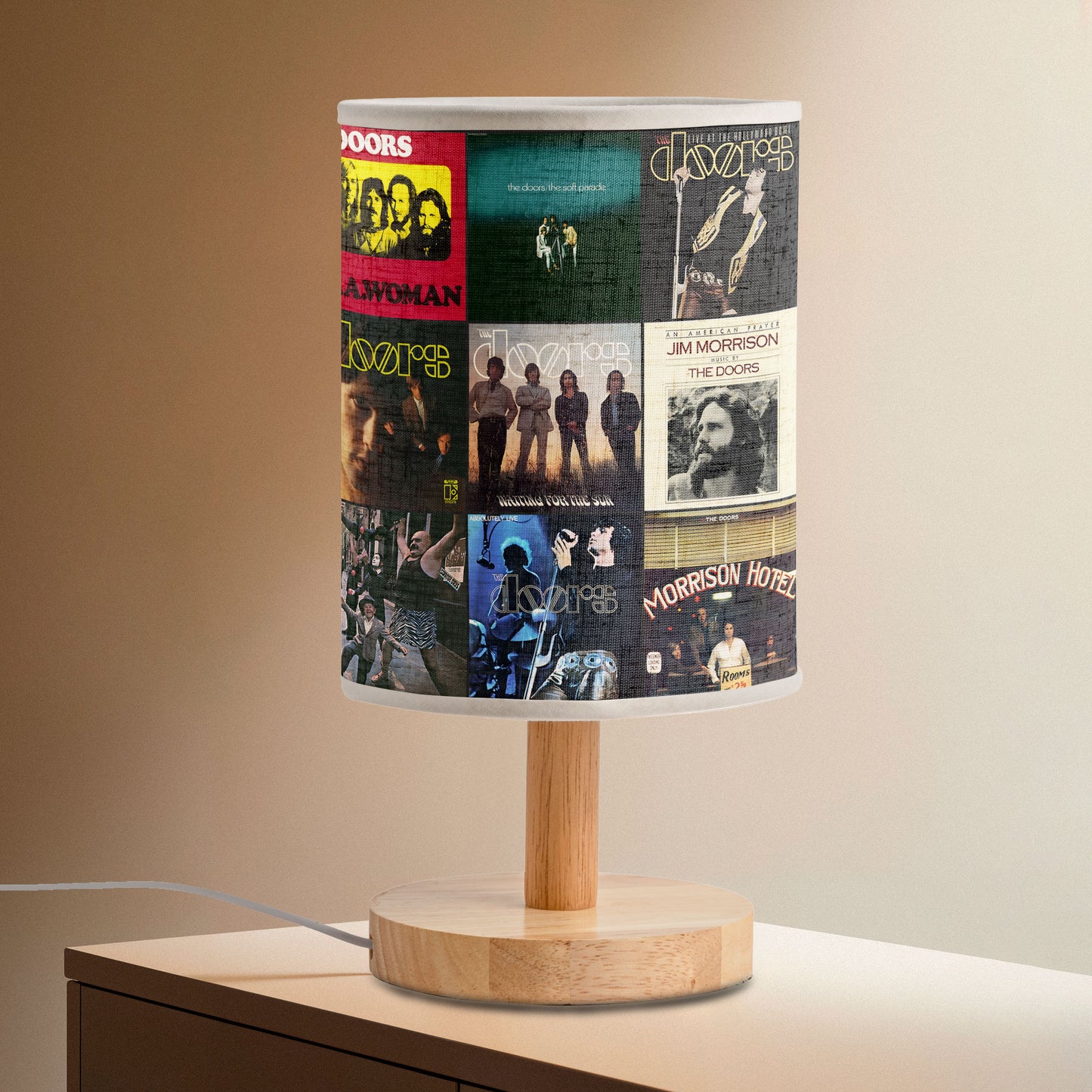 The Doors Album Collage Fabric Lamp – Psychedelic Rock Legend Light