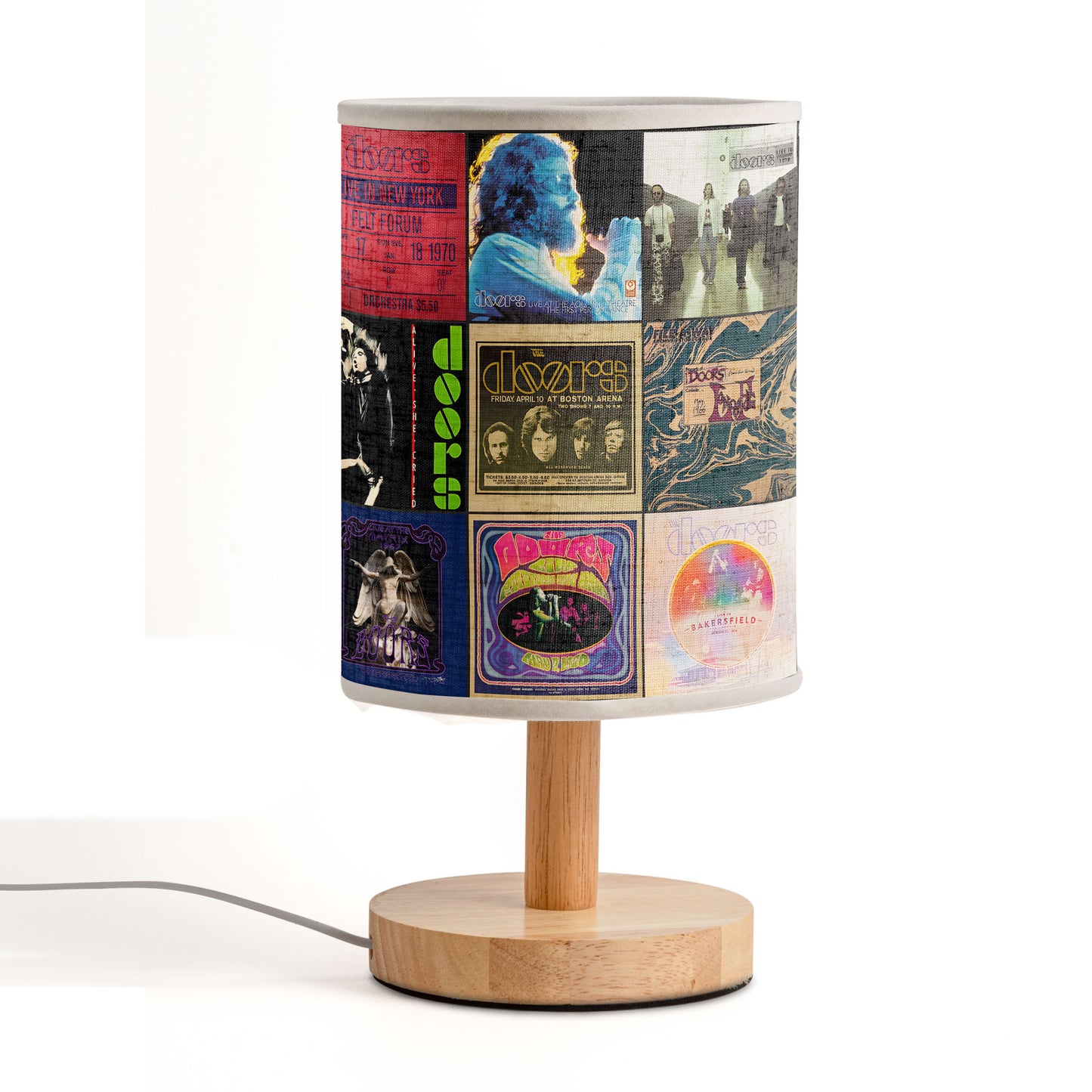 The Doors Album Collage Fabric Lamp – Psychedelic Rock Legend Light