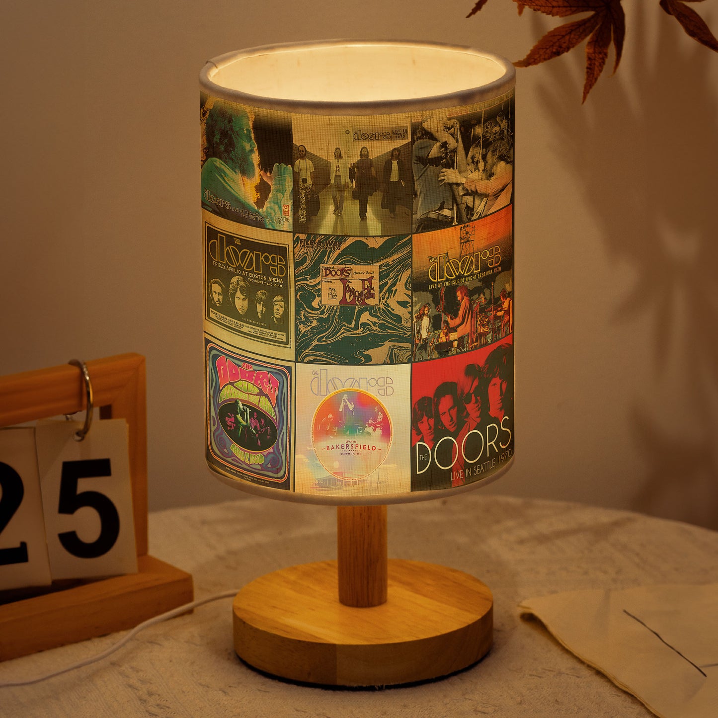 The Doors Album Collage Fabric Lamp – Psychedelic Rock Legend Light