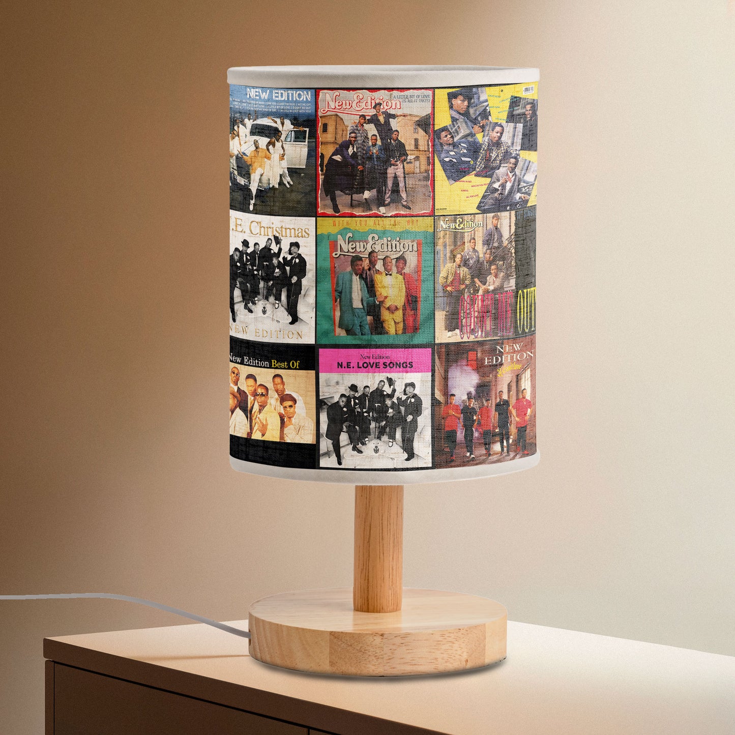 🎵 New Edition Album Collage Fabric Lamp – 80s R&B Retro Light