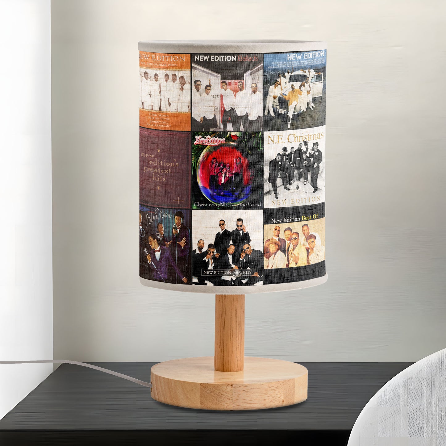 🎵 New Edition Album Collage Fabric Lamp – 80s R&B Retro Light
