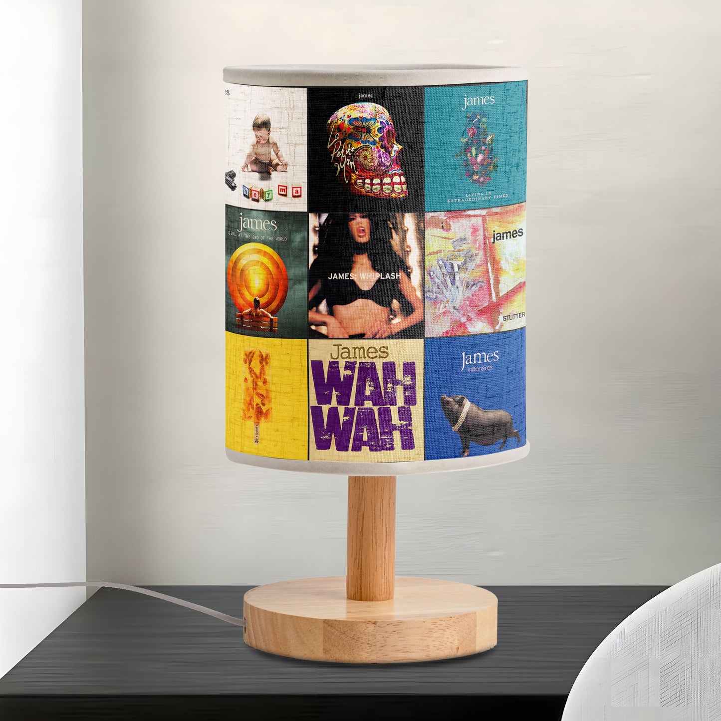 James Band Album Cover Fabric Lamp – Handmade Retro Music Decor for Fans