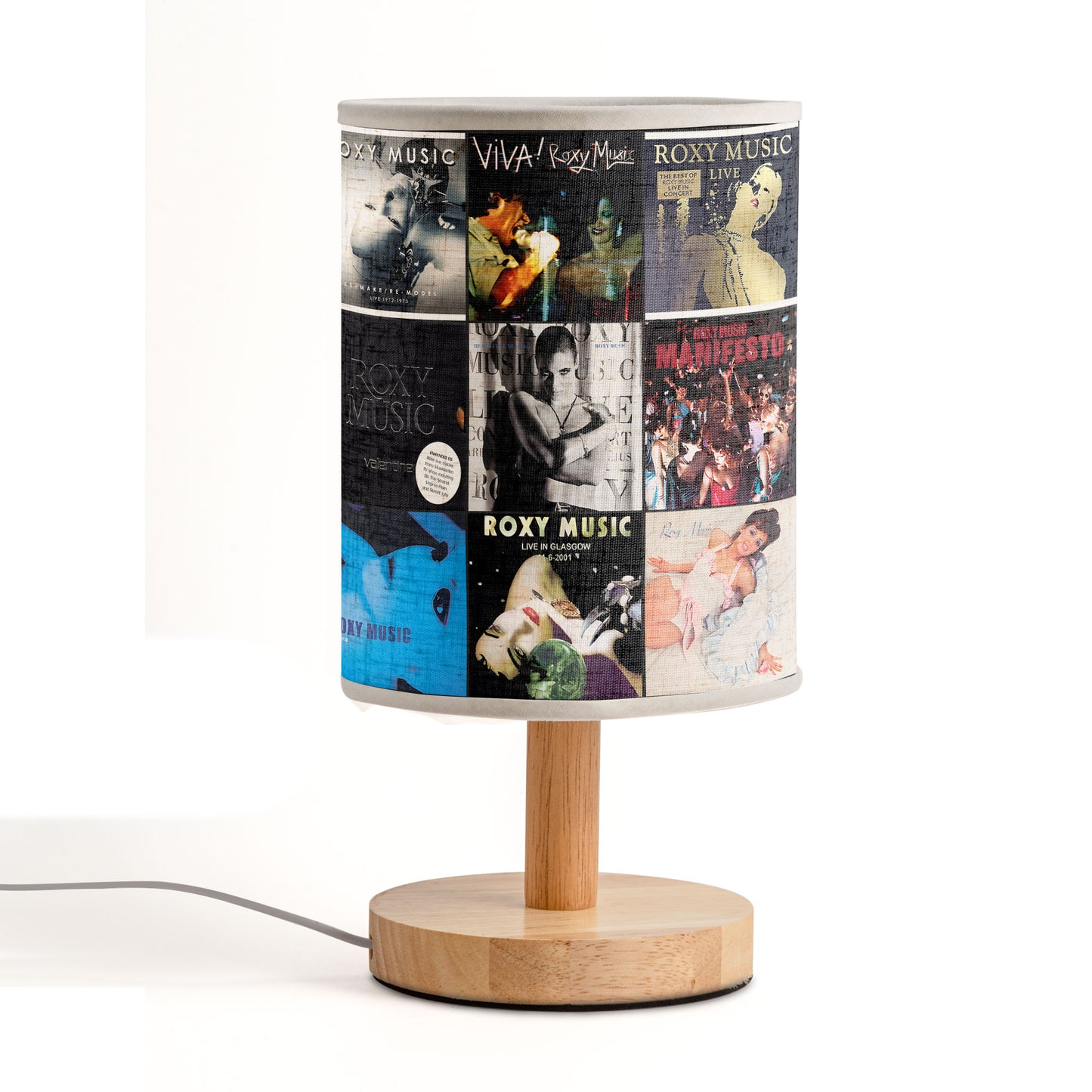 ✨ Roxy Music Album Collage Fabric Lamp – Glam Rock Nostalgia Light