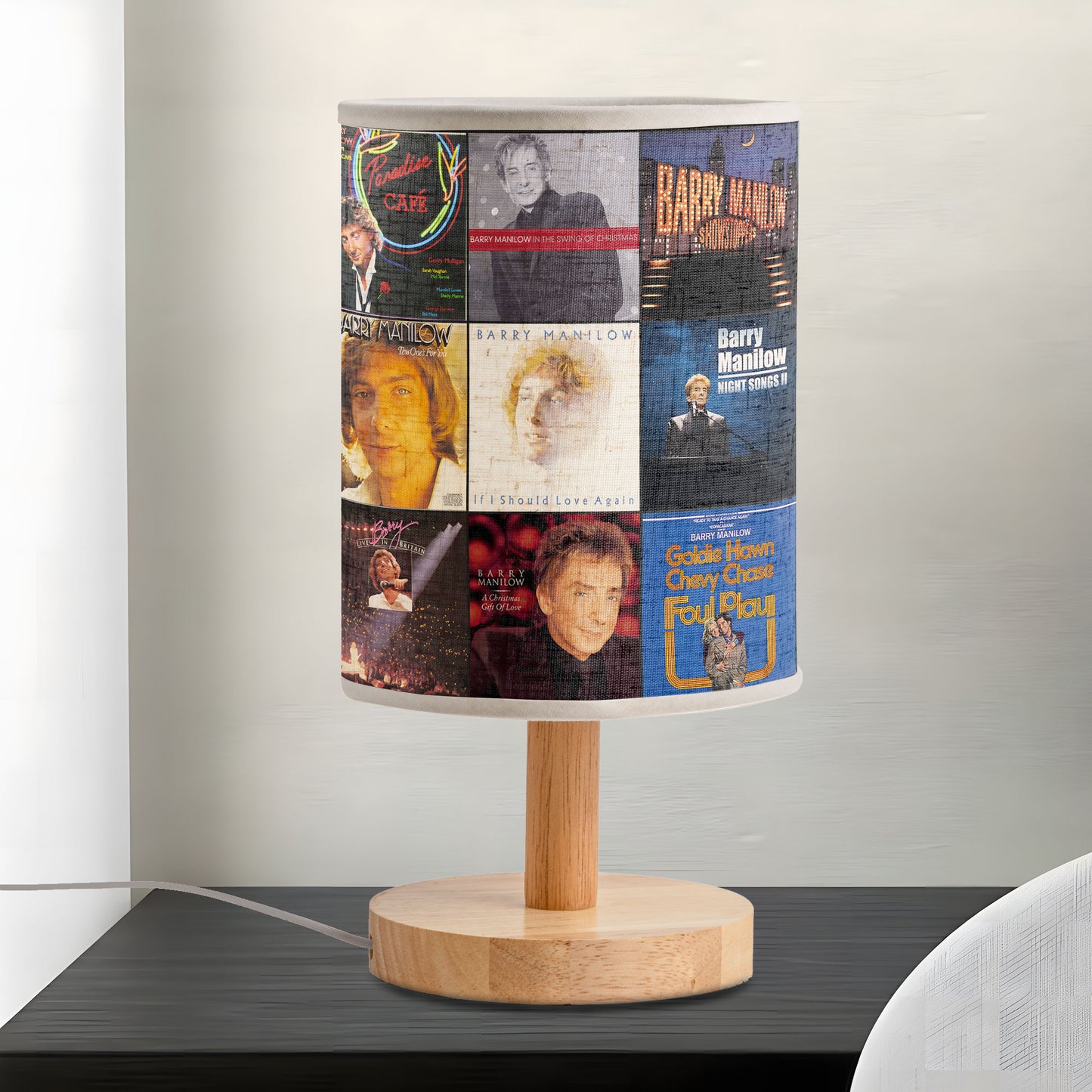 Barry Manilow Album Collage Lamp – Classic Pop Nostalgia Light