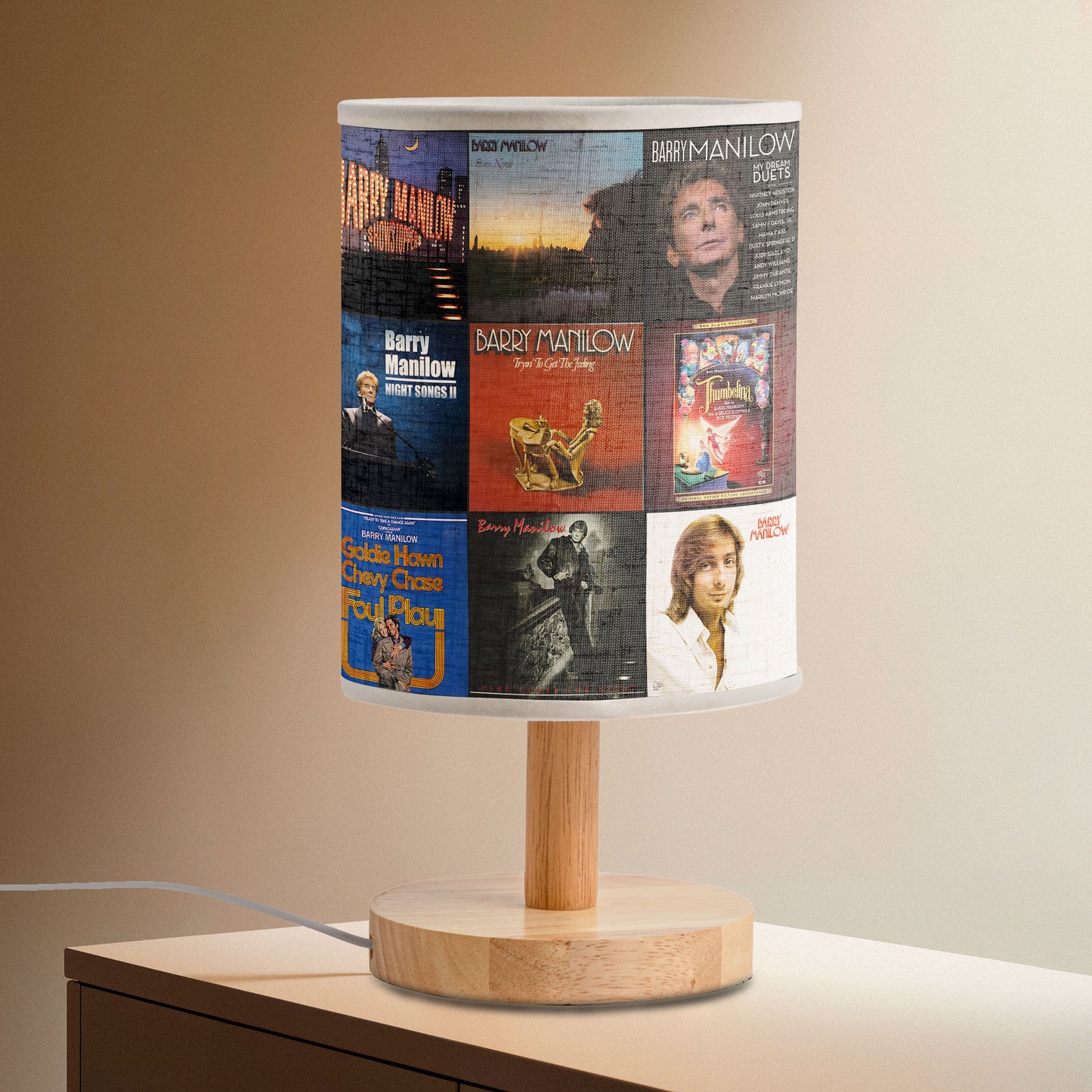 Barry Manilow Album Collage Lamp – Classic Pop Nostalgia Light