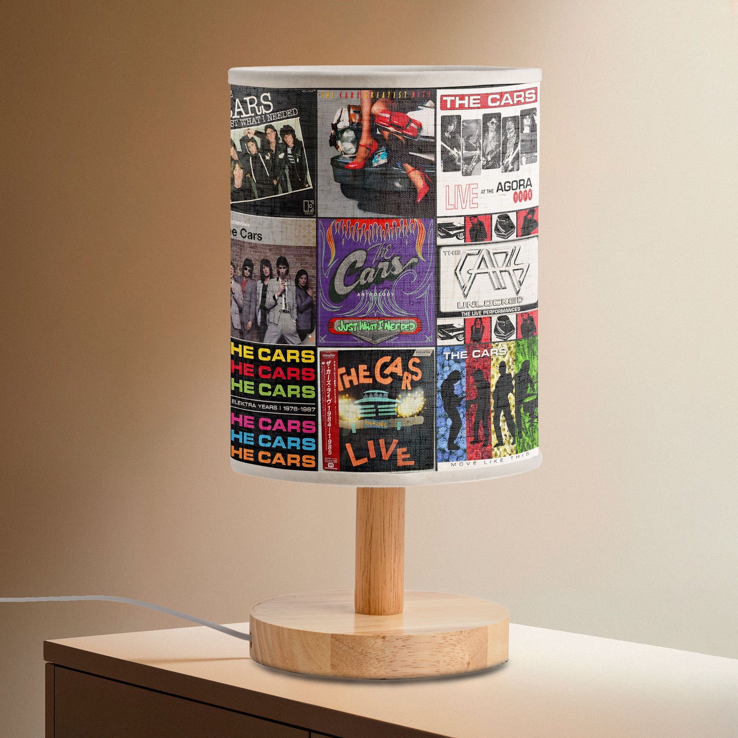 🚗 The Cars Album Collage Lamp – Retro Rock New Wave Music Light