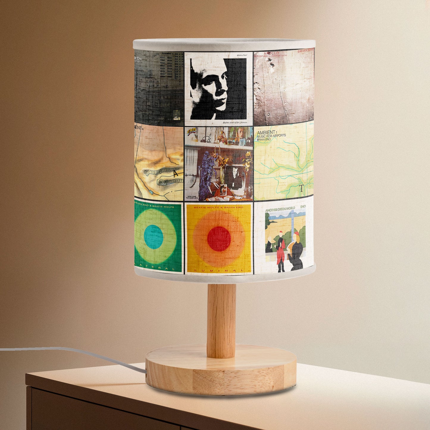 Brian Eno Album Collage Lamp – Ambient Music Art Light for Creative Spaces