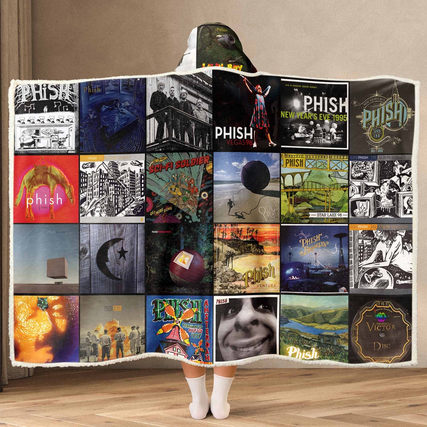 Phish Album Art Wearable Blanket Hoodie – Cozy Retro Rock Blanket for Music Lovers