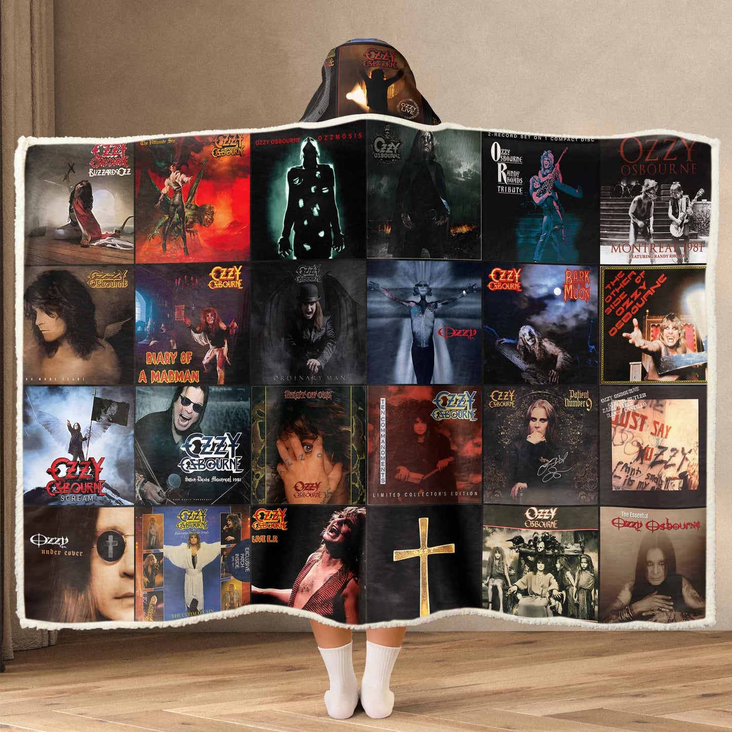 Ozzy Osbourne Wearable Hooded Blanket – The Prince of Darkness Album Collection