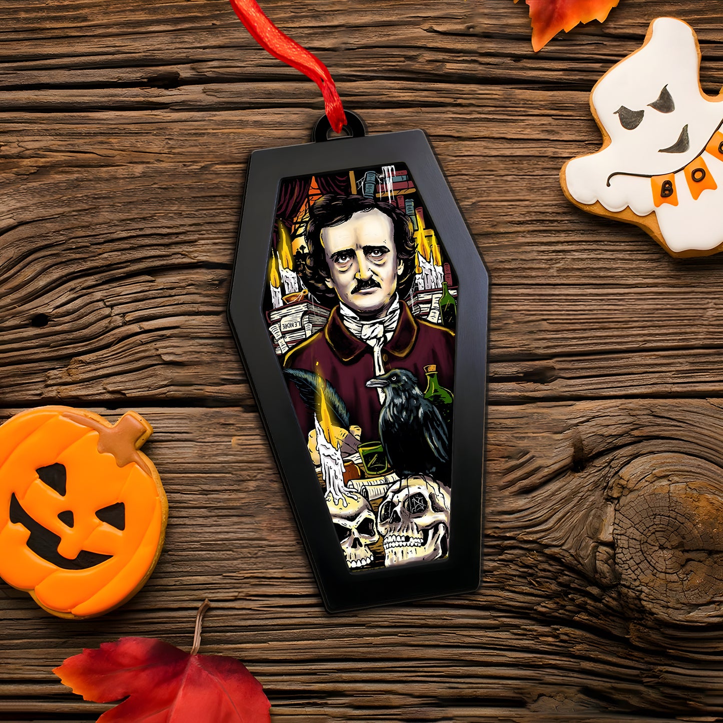 Edgar Allan Poe Gothic Scene – Acrylic & Wood Ornament