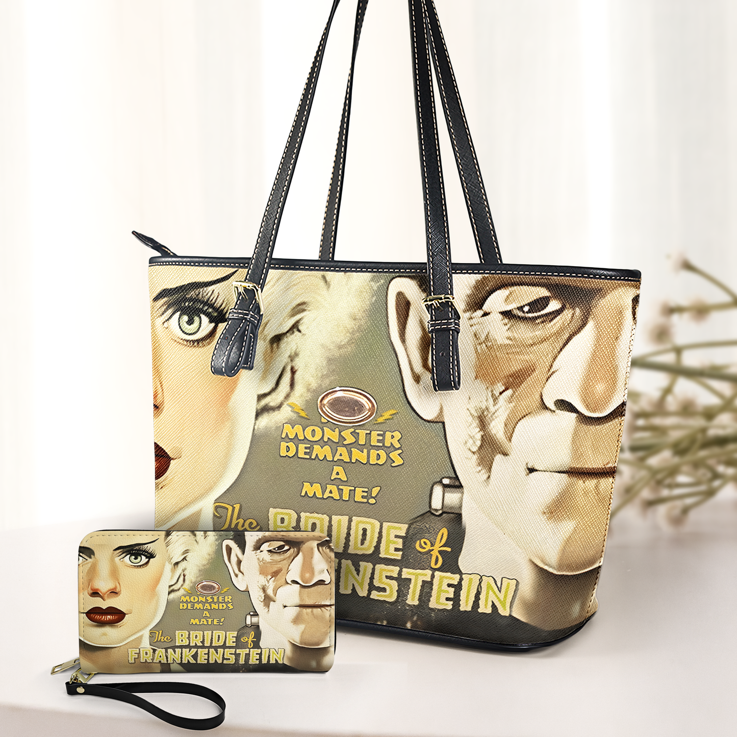 The Bride of Frankenstein Vintage Horror Leather Handbag & Wallet Set
