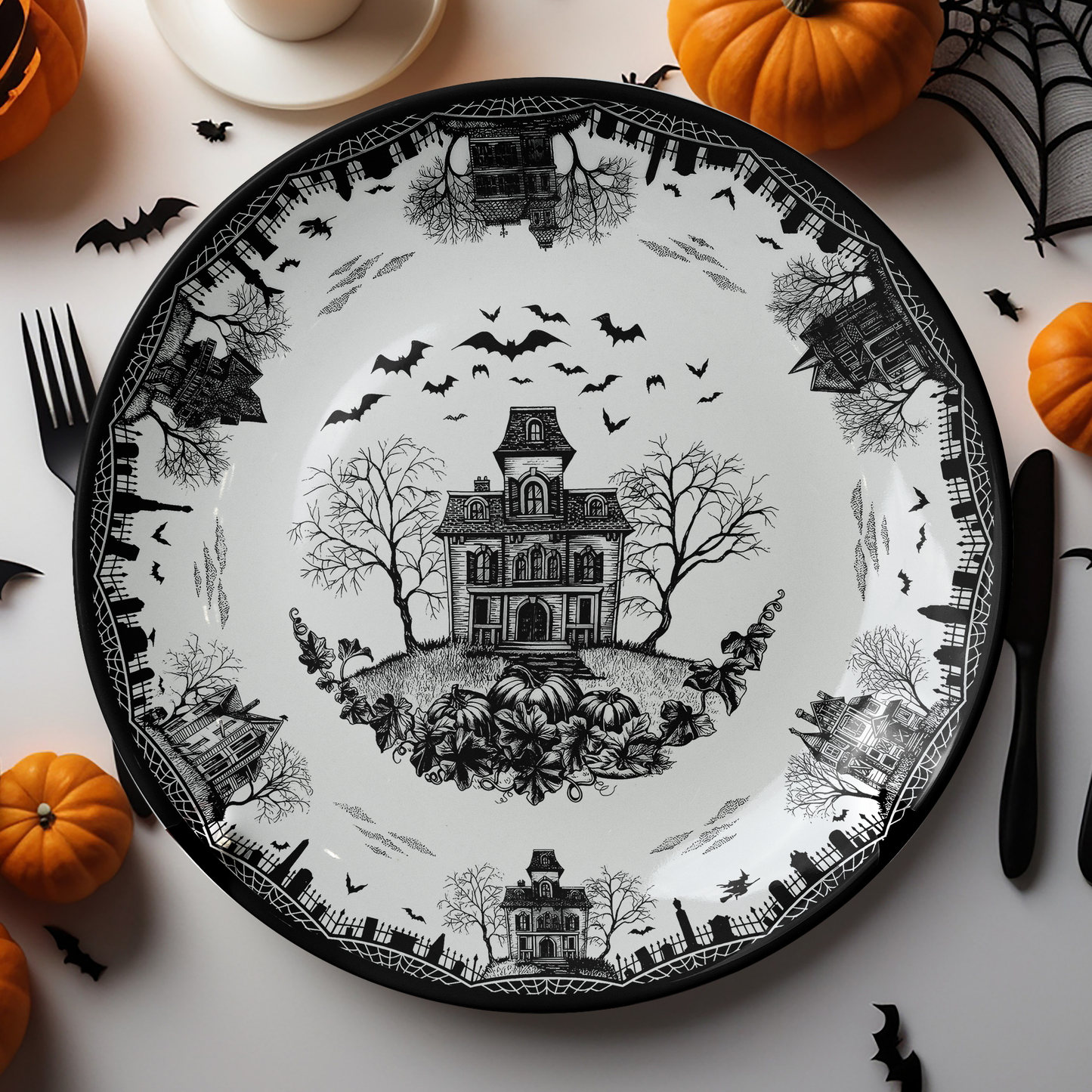 Haunted House Halloween Ceramic Plate
