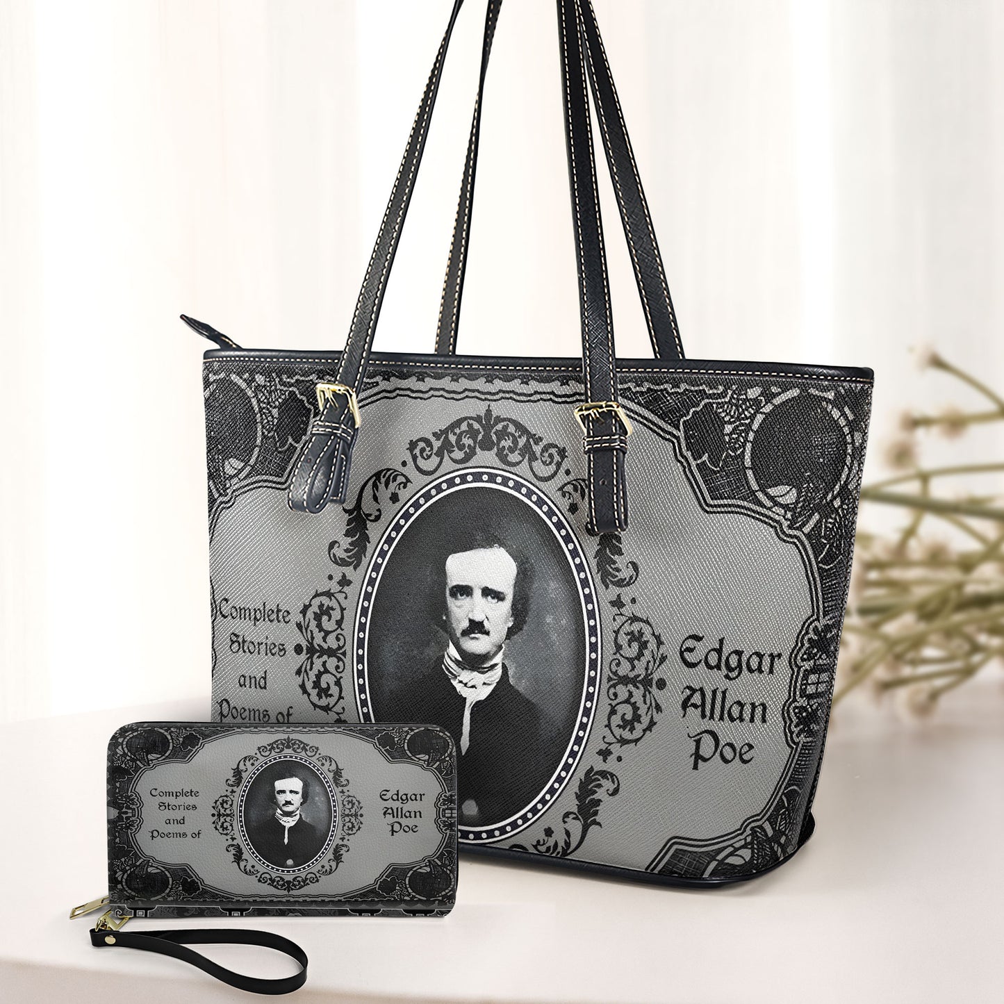 Edgar Allan Poe Gothic Leather Handbag – Dark Poetry Inspired Purse