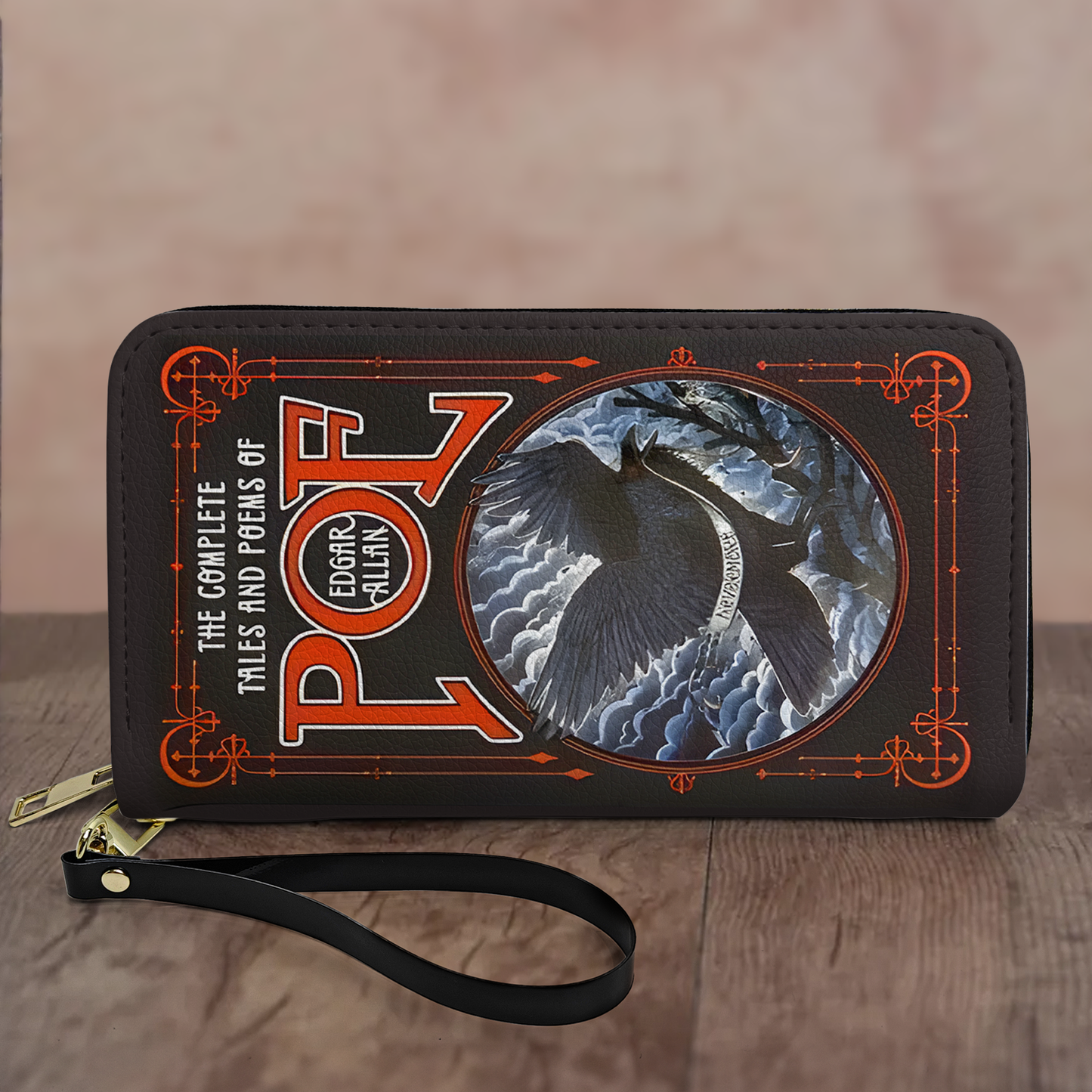 Edgar Allan Poe Raven Book Cover Leather Handbag & Wallet Set – Gothic Literature Inspired Design