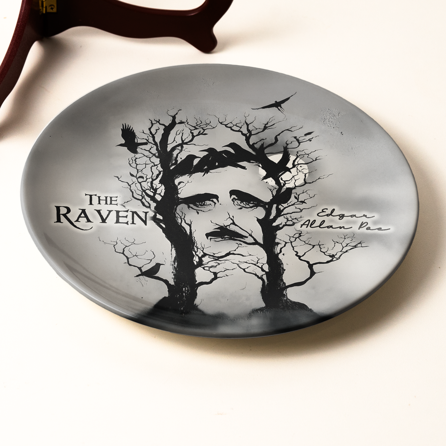The Raven Ceramic Plate – Edgar Allan Poe Gothic Art Design