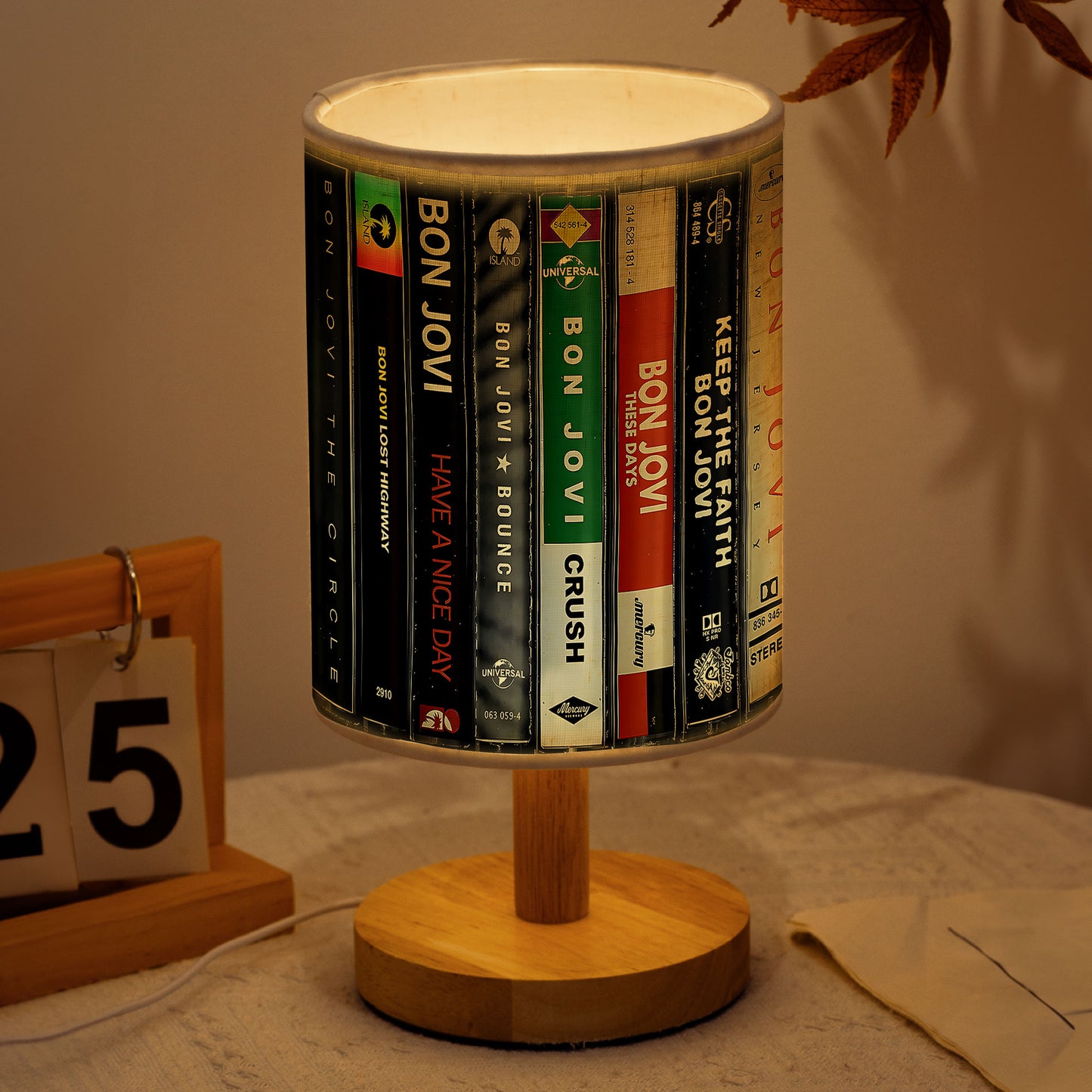 Rock Music Album Spine Table Fabric Lamp – Bon Jovi Inspired Desk Light