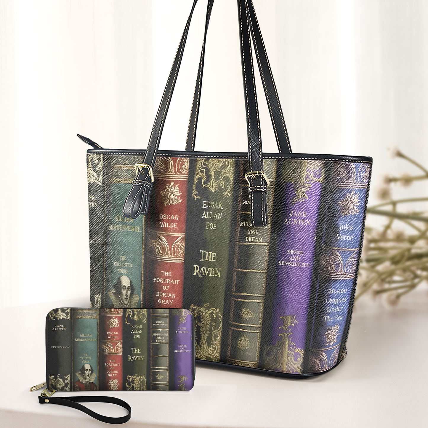 Gothic Classics Book Leather Handbag & Wallet Set – Literary Elegance for Dark Souls