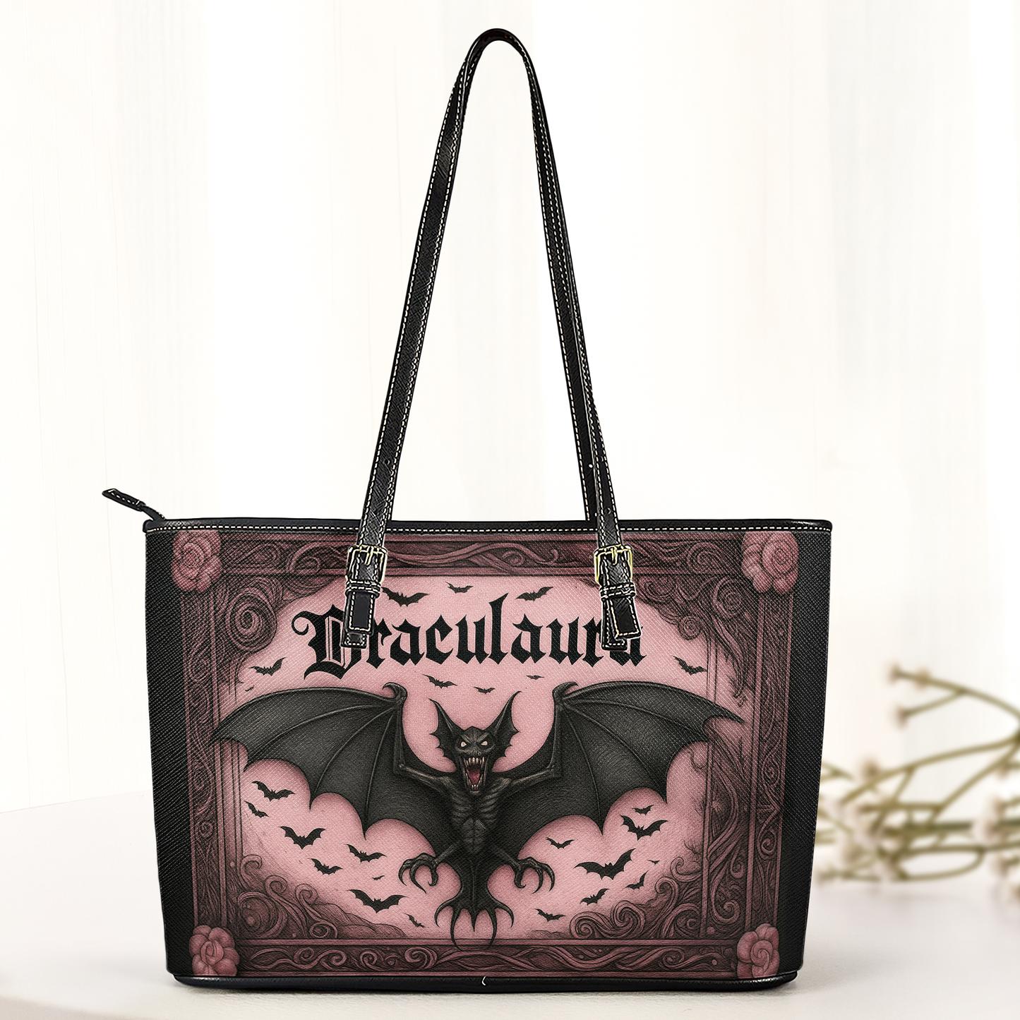 Draculara Bat Gothic Leather Handbag & Wallet Set – Spooky Chic