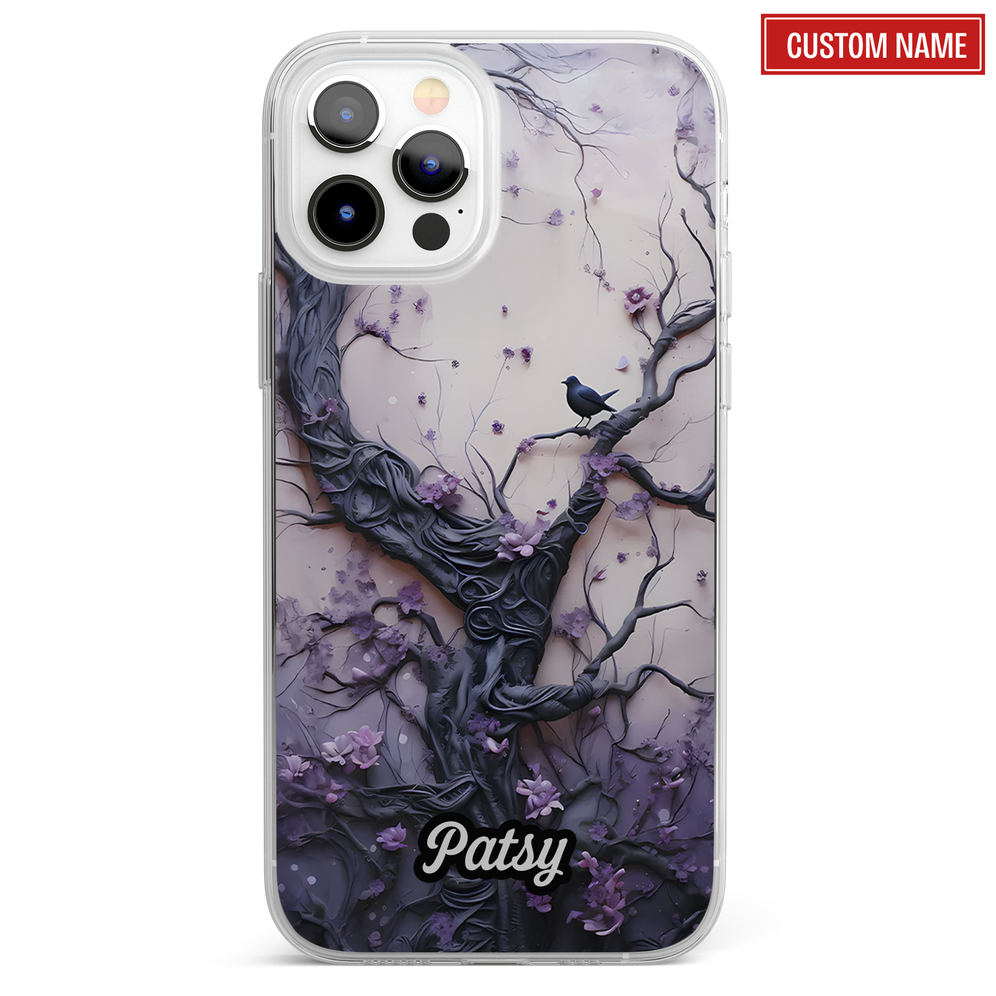 Purple Gothic Floral Tree - Raven Personalized Clear Phone
