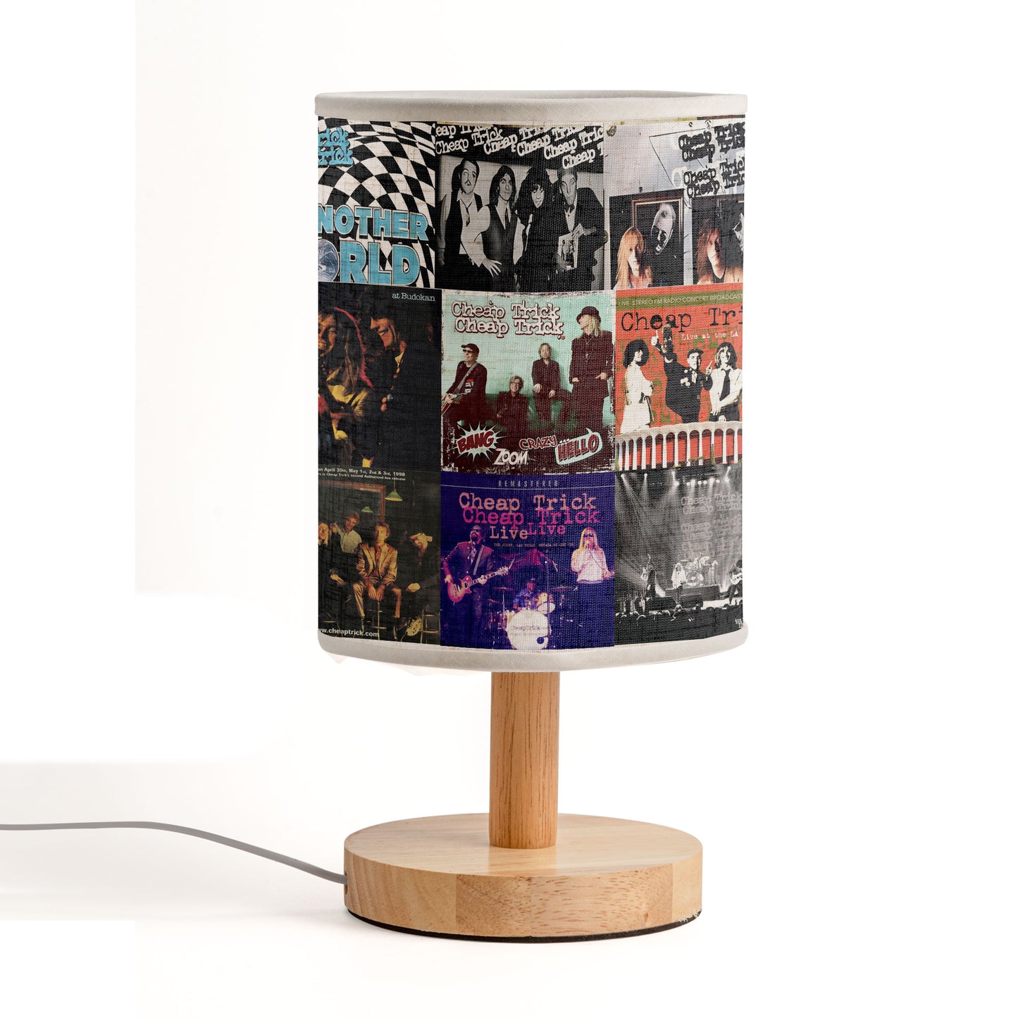 Cheap Trick Album Collage Fabric Lamp – Classic Rock Home Decor Light