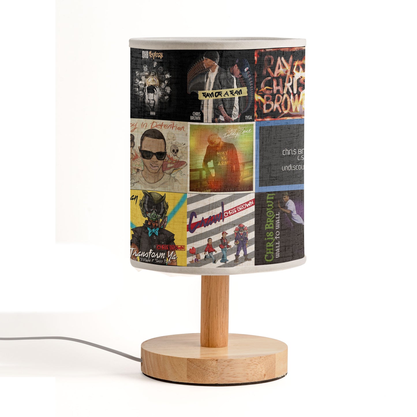 Chris Brown Album Collage Fabric Lamp – R&B Soul Aesthetic Lighting