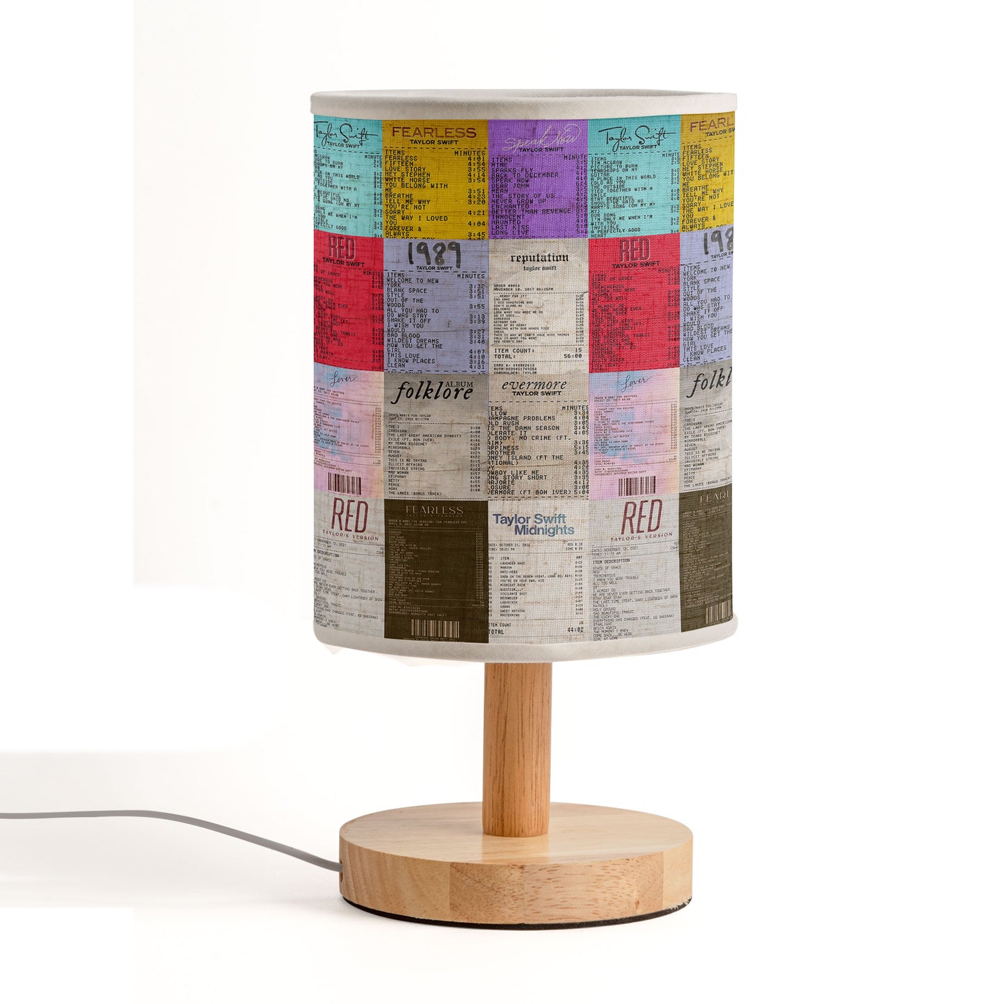 Swiftie Music Album Ticket Collage Table Fabric Lamp