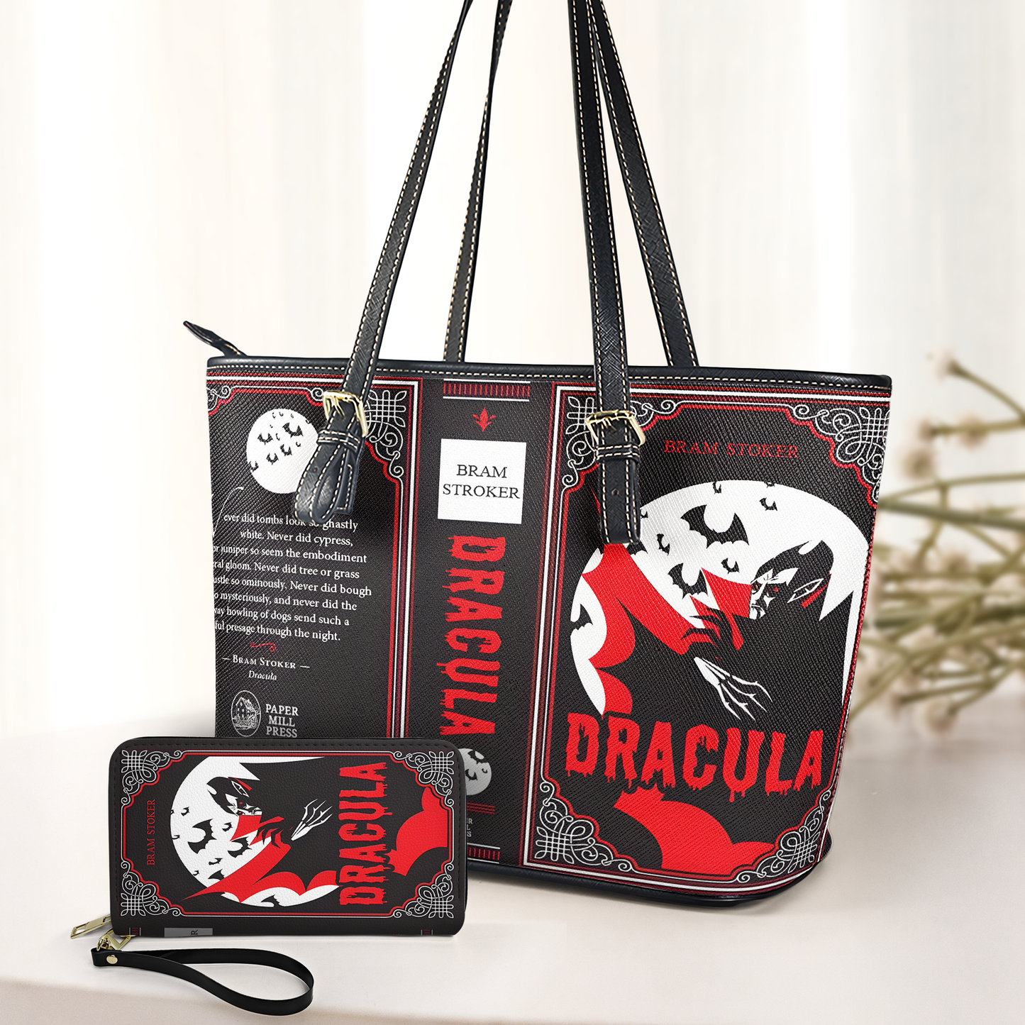 Dracula Book Cover Leather Handbag & Wallet Set – Bram Stoker Gothic Horror Design