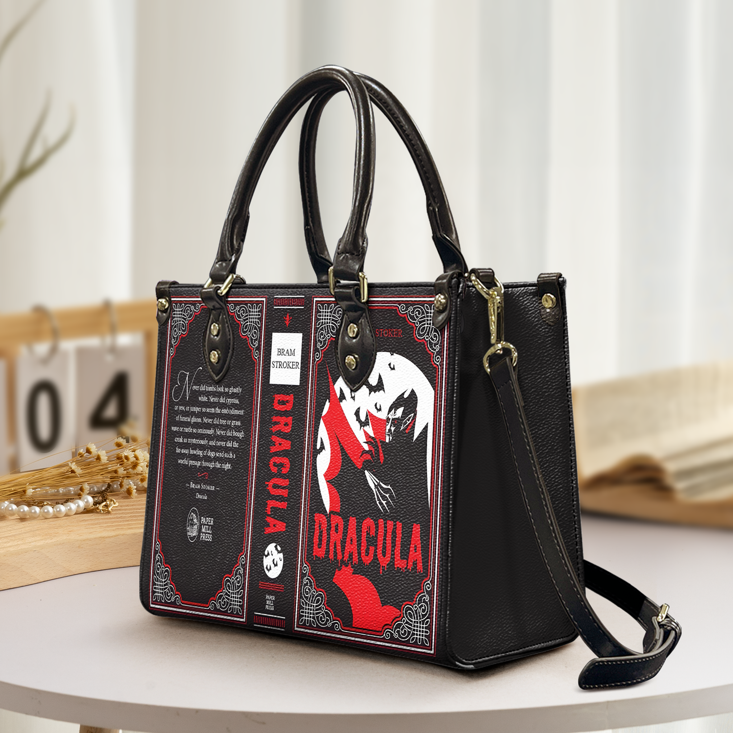 Dracula Book Cover Leather Handbag & Wallet Set – Bram Stoker Gothic Horror Design