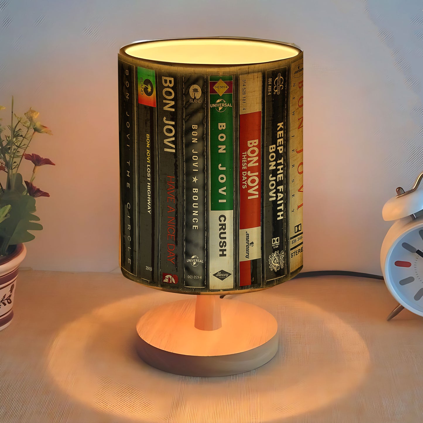 Rock Music Album Spine Table Fabric Lamp – Bon Jovi Inspired Desk Light