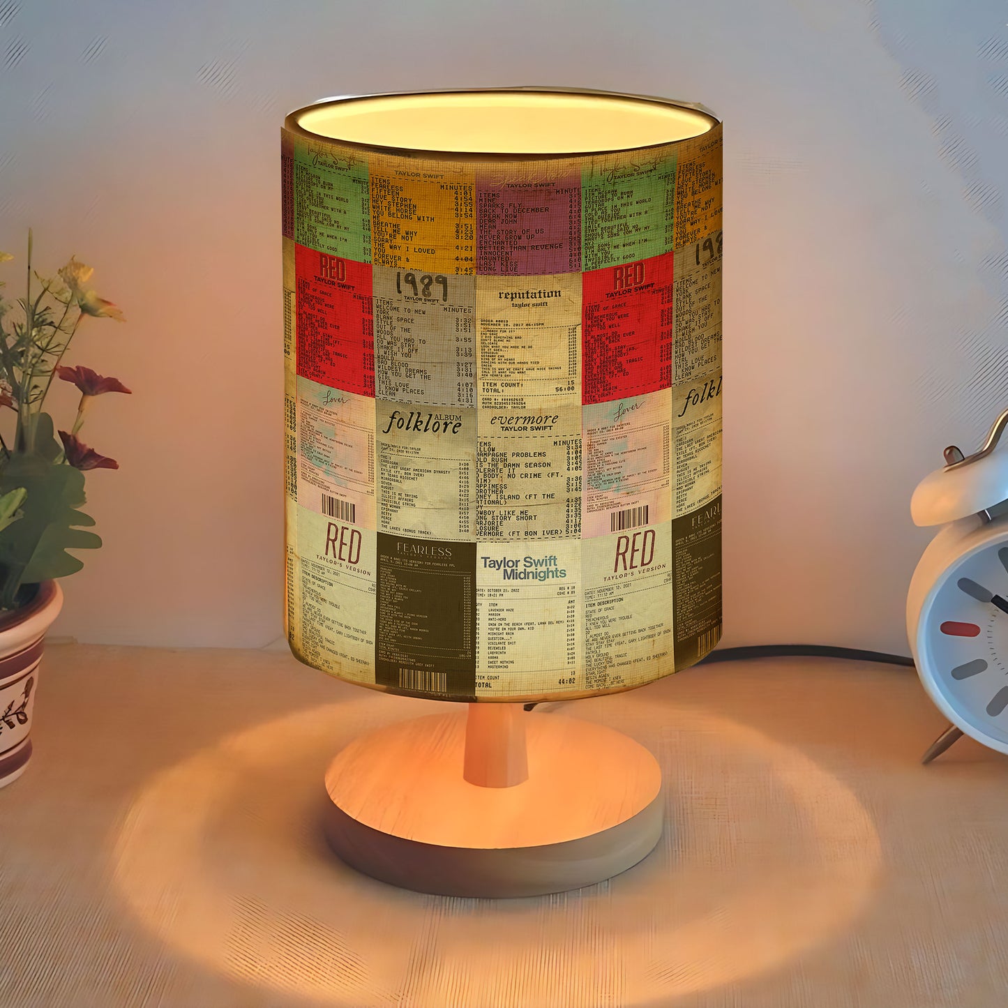 Swiftie Music Album Ticket Collage Table Fabric Lamp