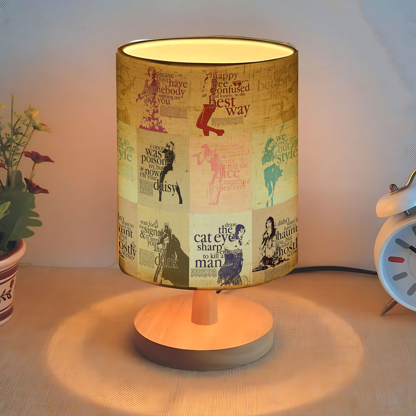 Taylor-Inspired Lyric Table Fabric Lamp