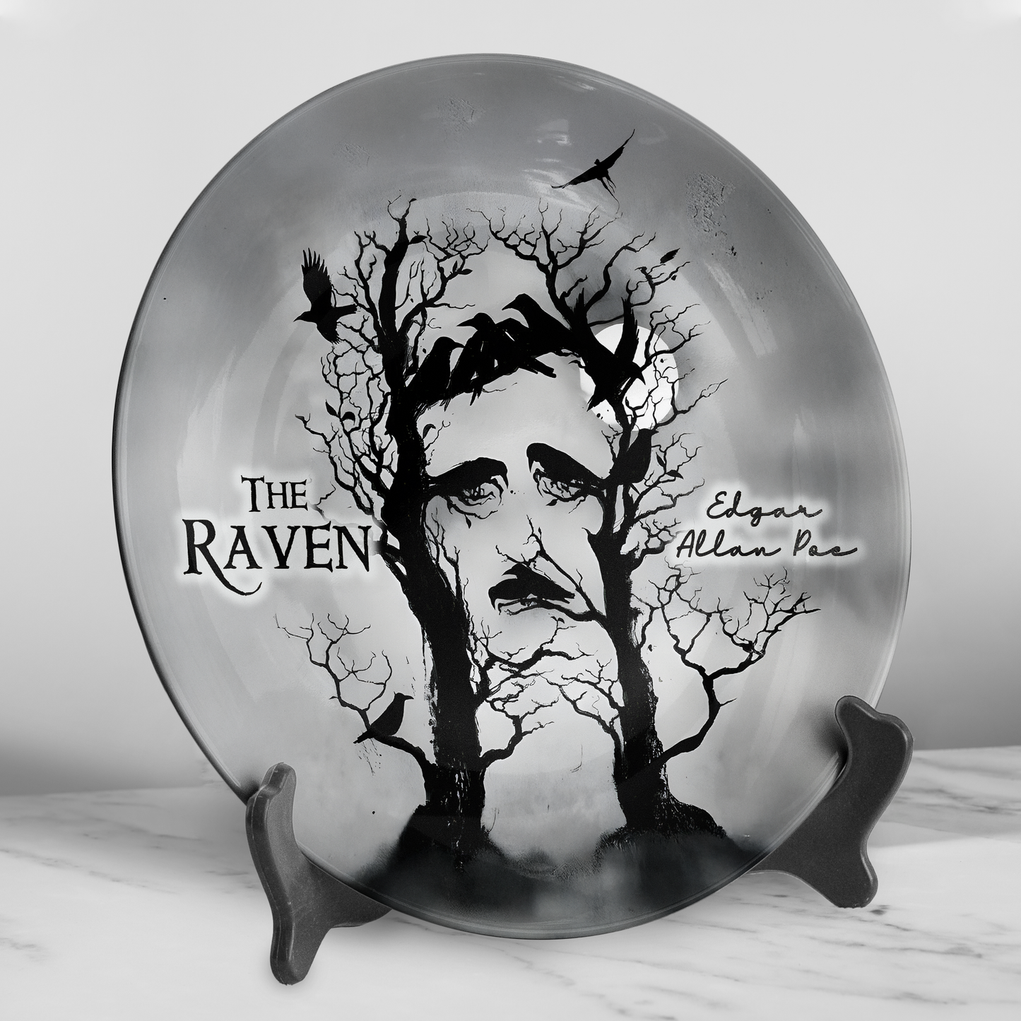 The Raven Ceramic Plate – Edgar Allan Poe Gothic Art Design