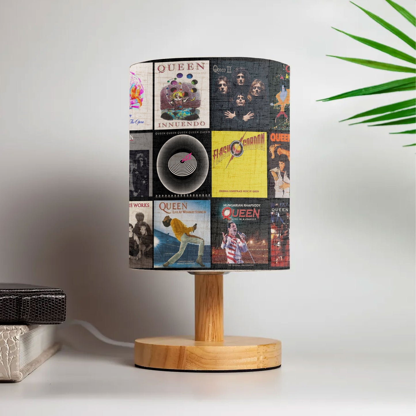 Queen Album Cover Collage Fabric Lamp – Retro Rock Table Light