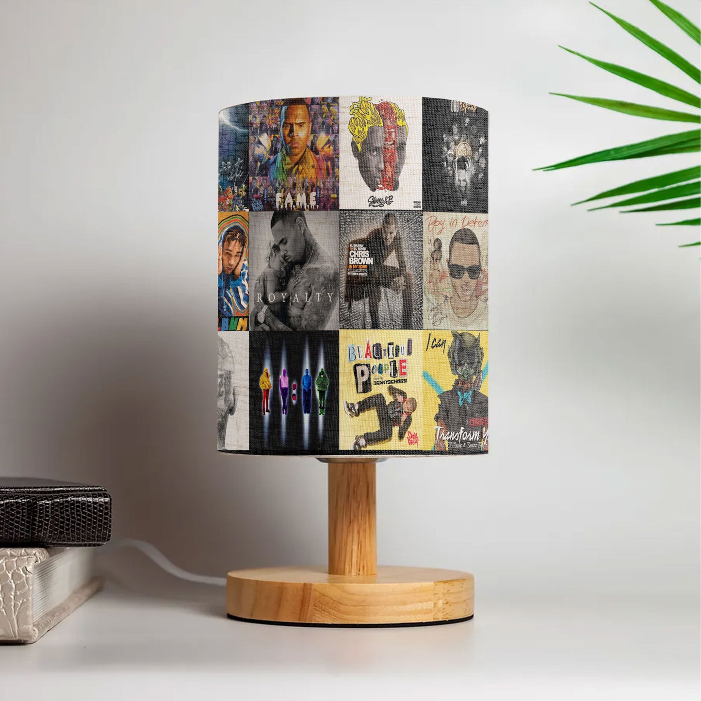 Chris Brown Album Collage Fabric Lamp – R&B Soul Aesthetic Lighting