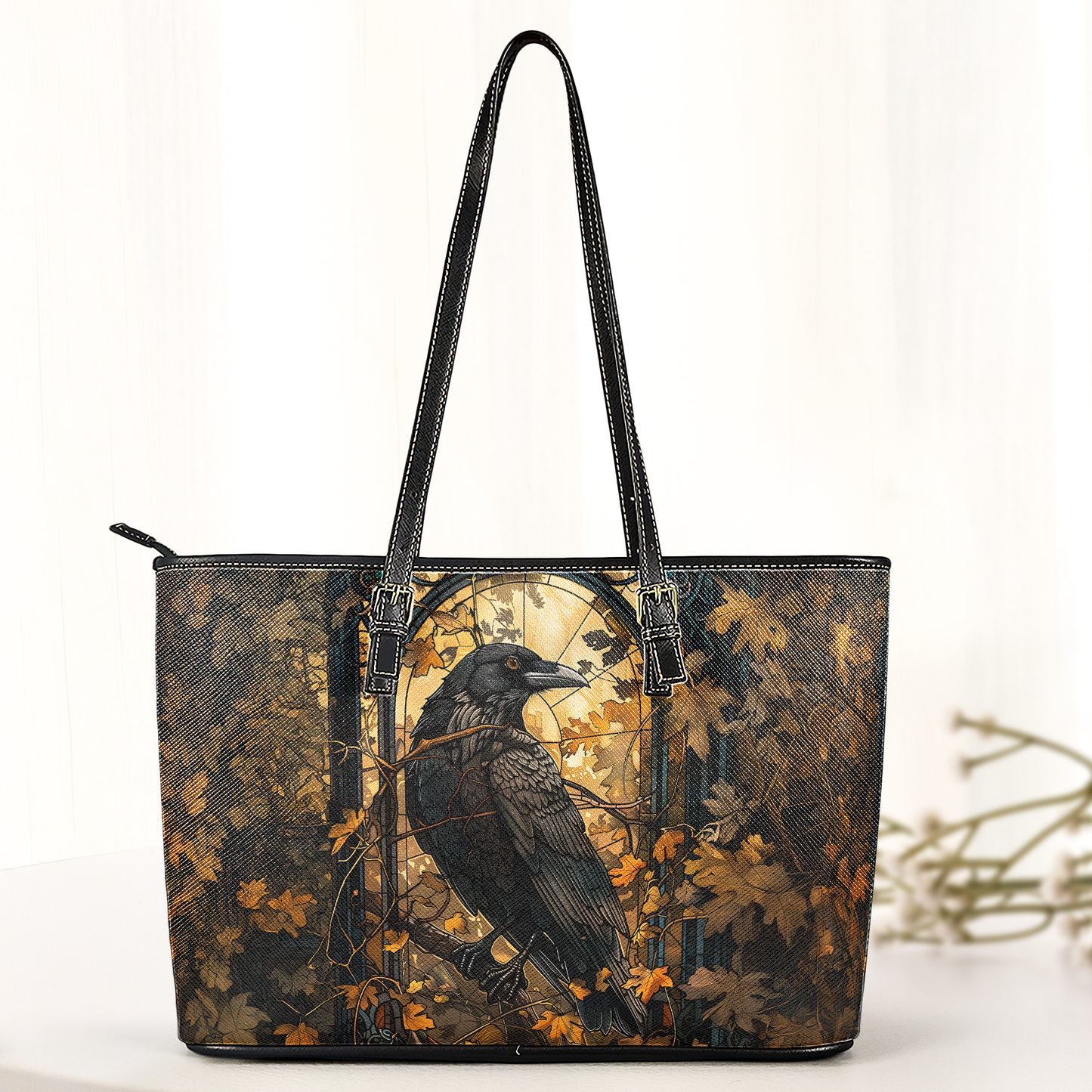 Gothic Shadows Grimoire Raven Leather Handbag & Wallet Set