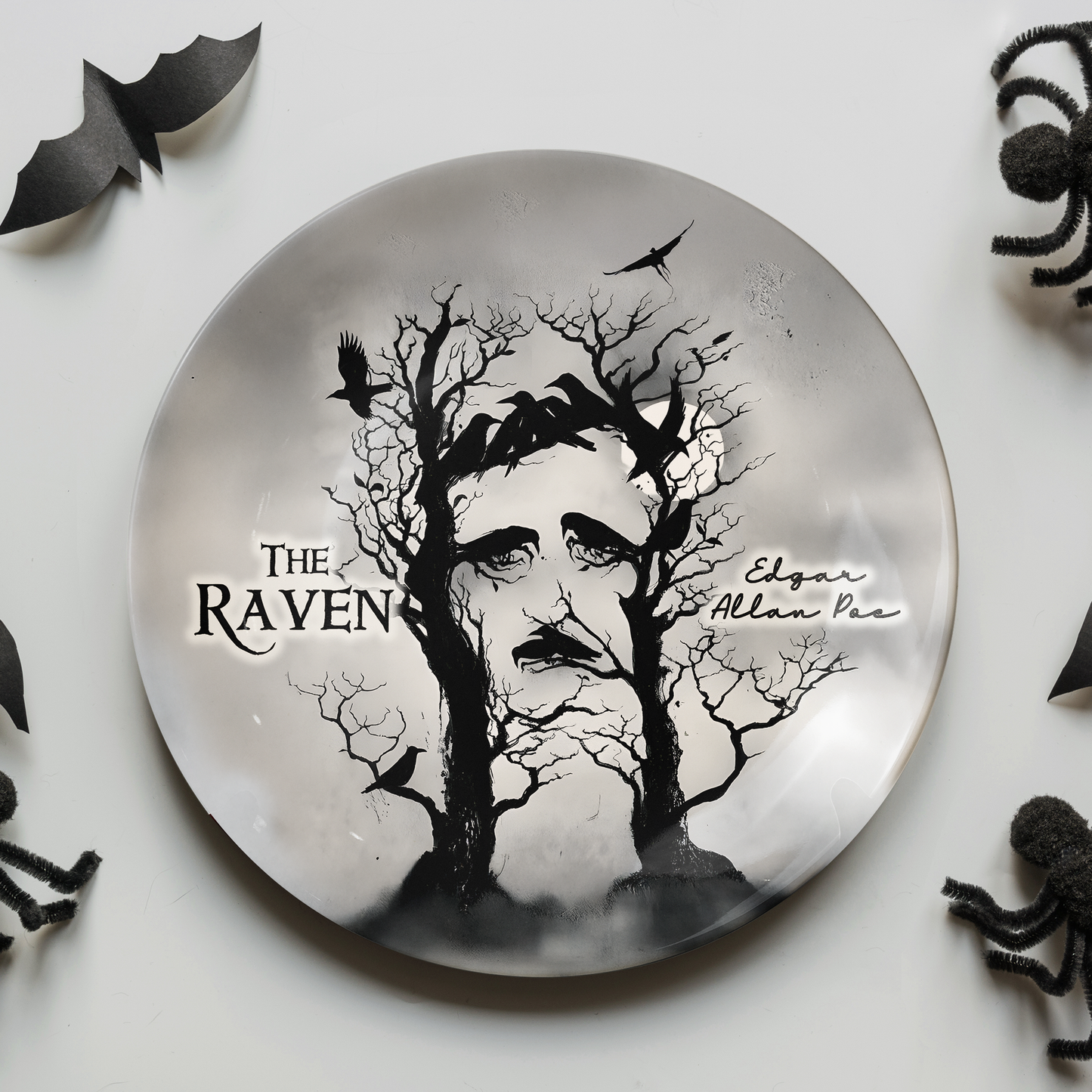 The Raven Ceramic Plate – Edgar Allan Poe Gothic Art Design