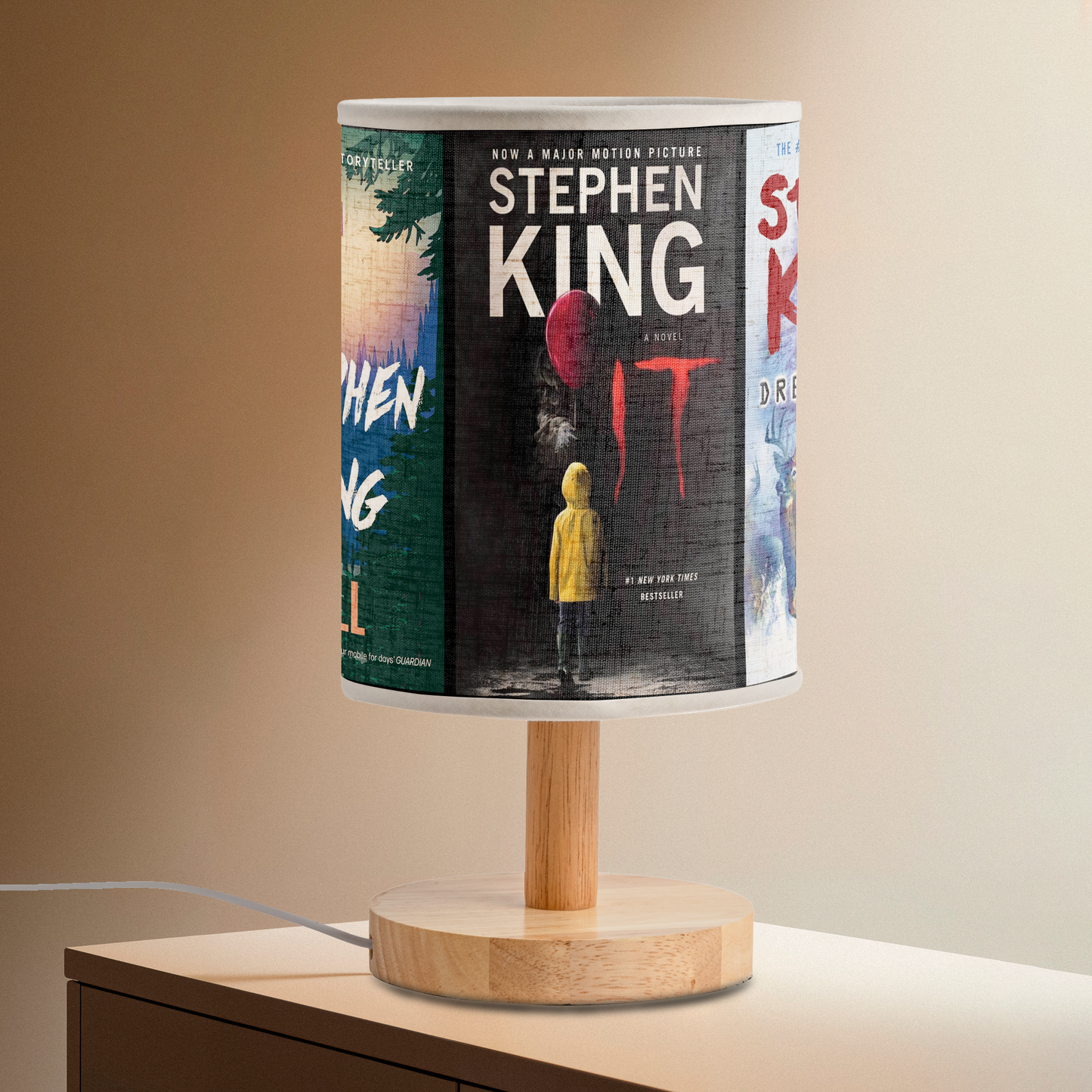 Stephen King Horror Classics Book Cover Fabric Lamp