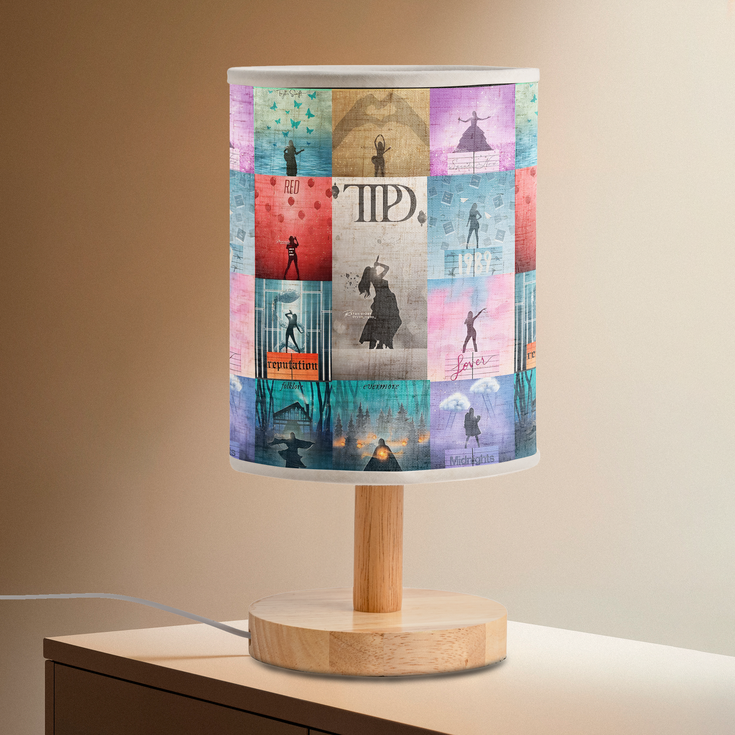 Taylor Swift Album Collage Fabric Lamp – A Pop Icon’s Timeless Journey