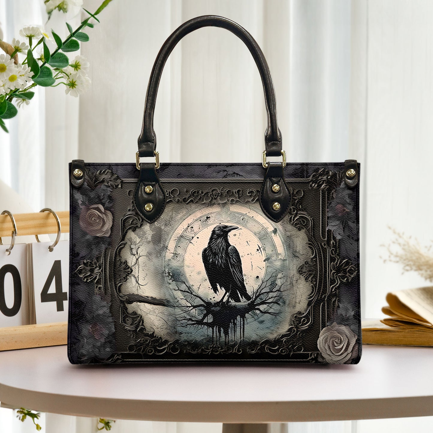 Gothic Raven Leather HandBag – Dark Elegance Edition 🖤🪶