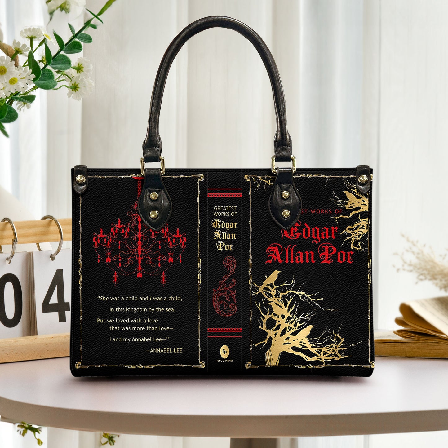 Edgar Allan Poe Gothic Leather Handbag & Wallet Set – Literary Inspired Fashion