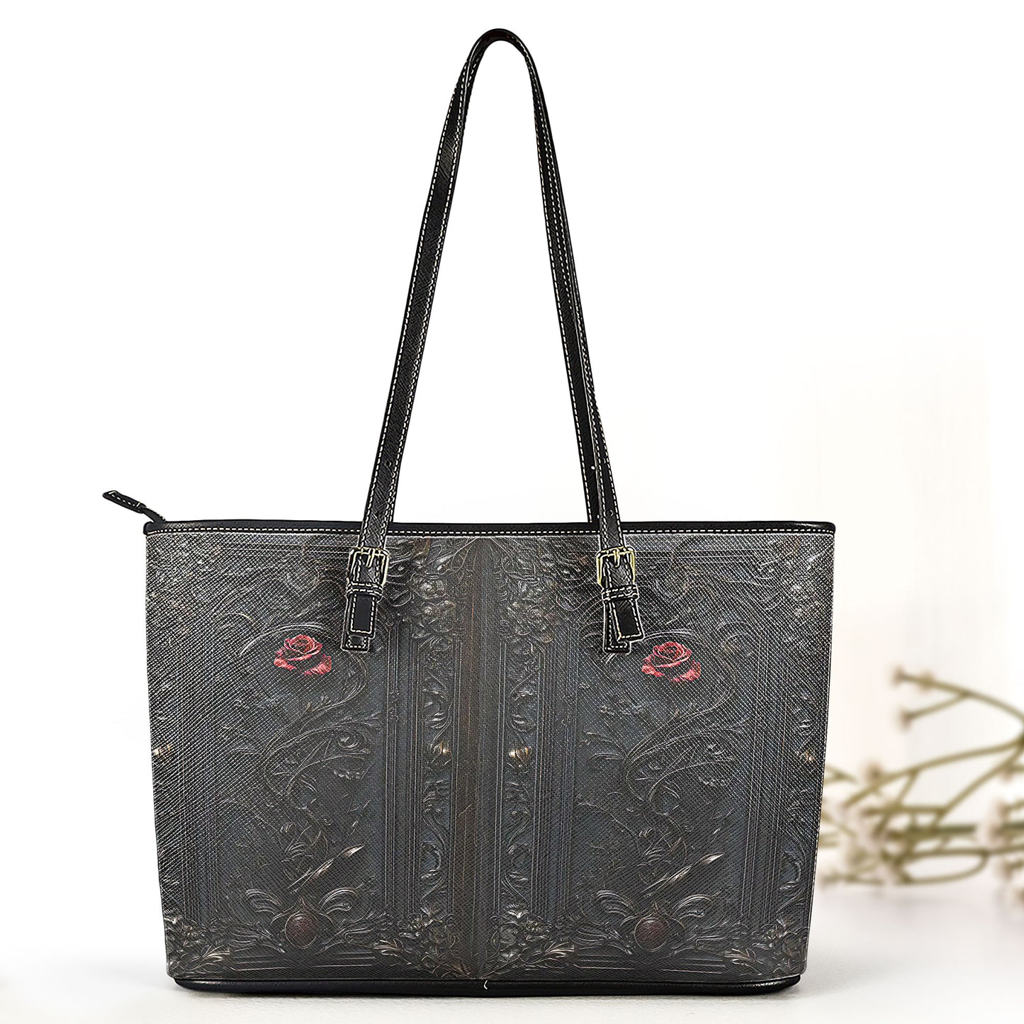 Vintage Gothic Rose Journal - Dark Romantic Leather Handbag & Wallet Set