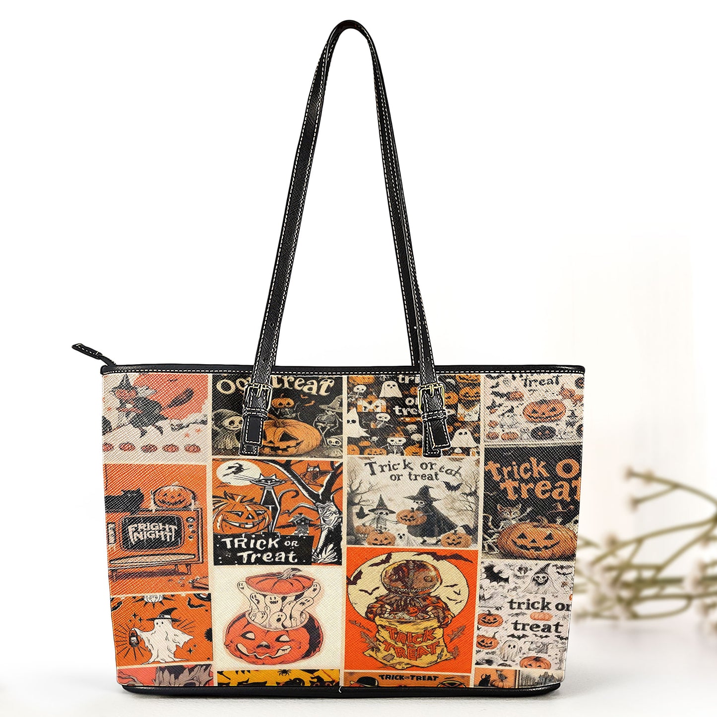 Vintage Halloween Patchwork Leather HandBag – Trick or Treat Edition 🎃🕸️