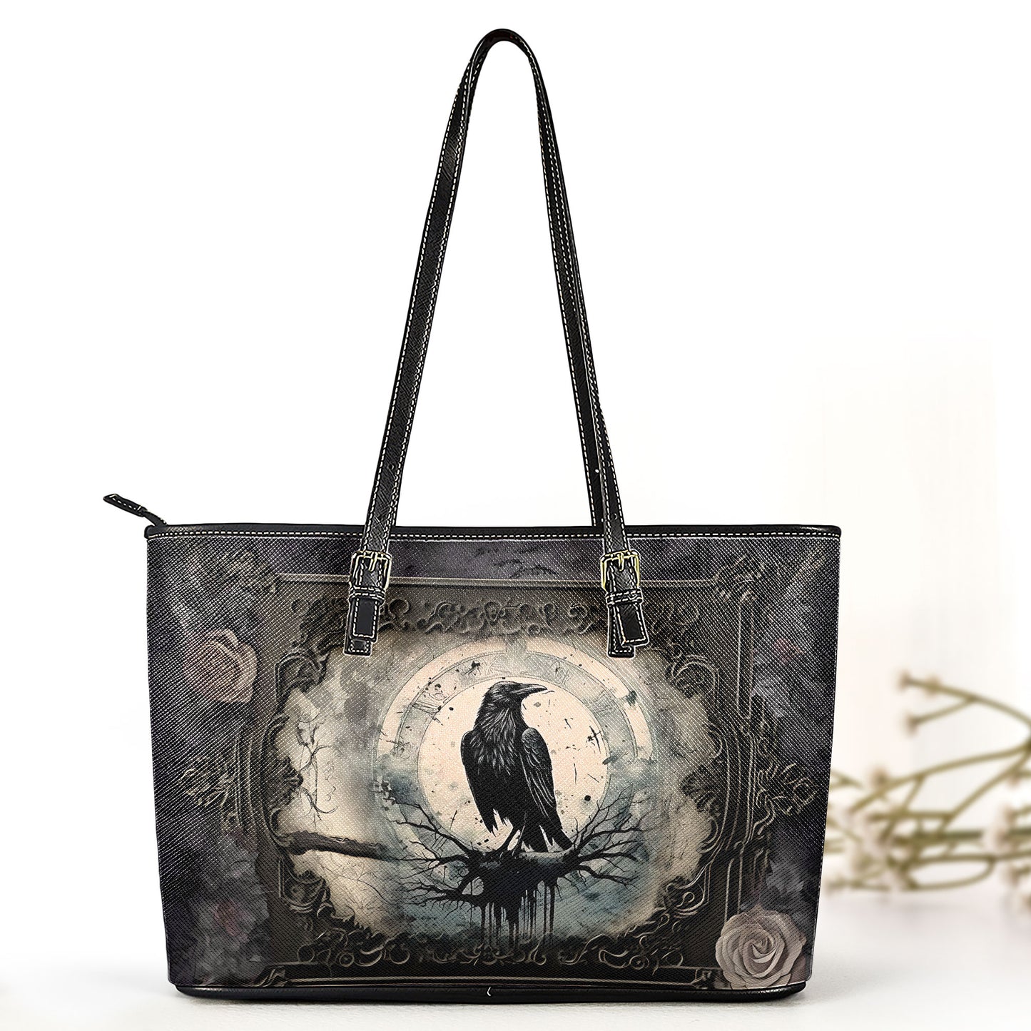 Gothic Raven Leather HandBag – Dark Elegance Edition 🖤🪶