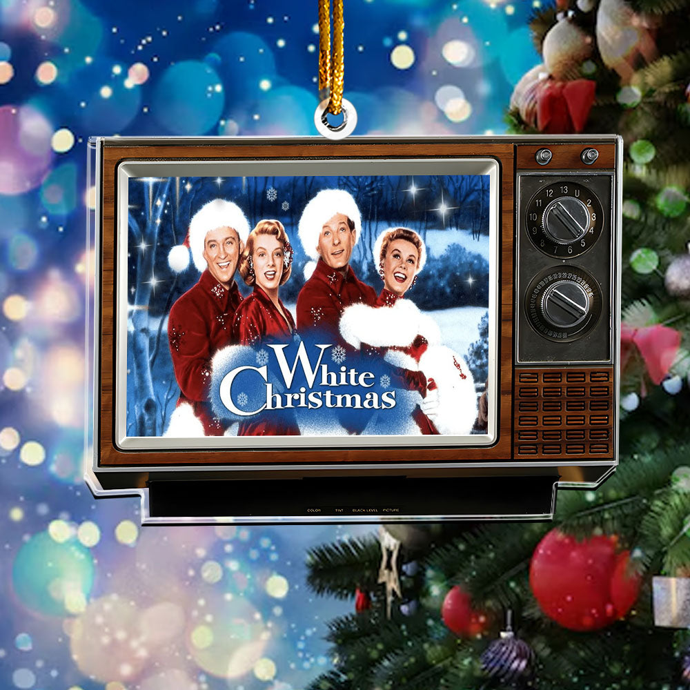 White Christmas Movie Retro TV Acyrlic Ornament – Classic Holiday Film Decoration