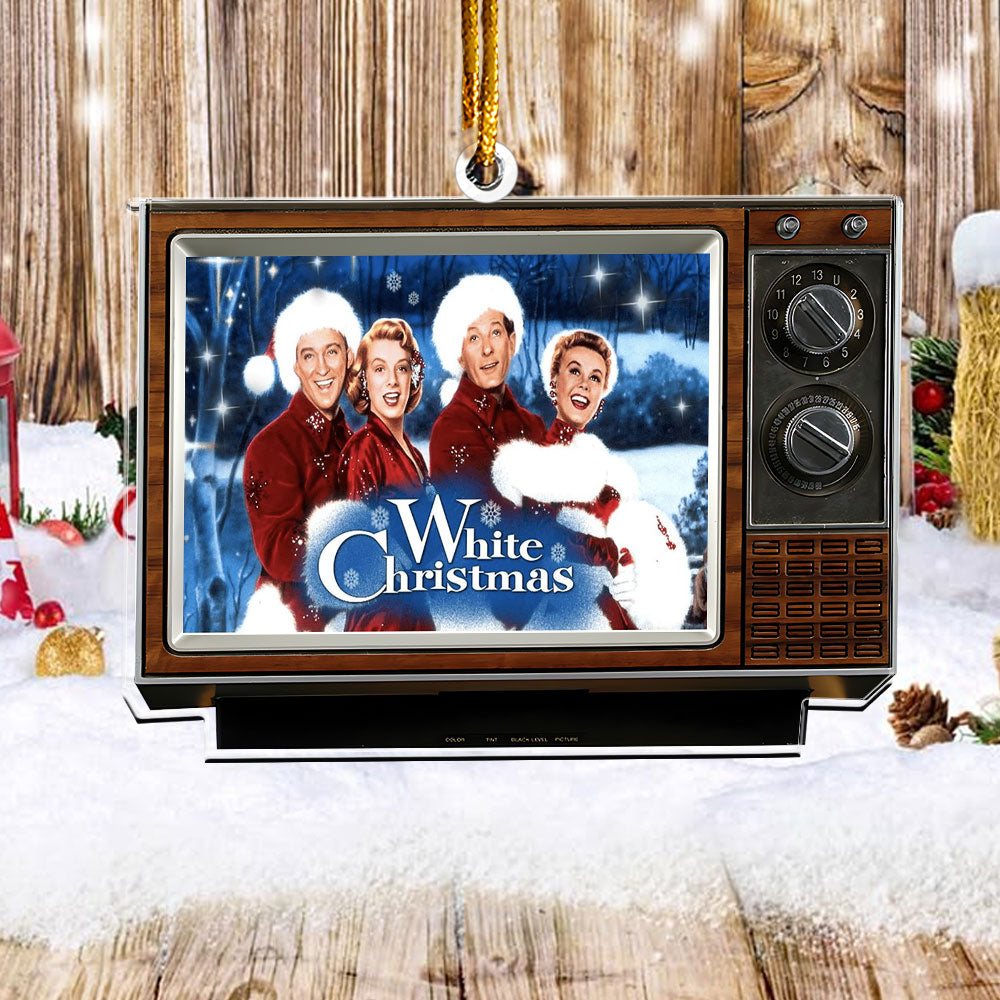 White Christmas Movie Retro TV Acyrlic Ornament – Classic Holiday Film Decoration