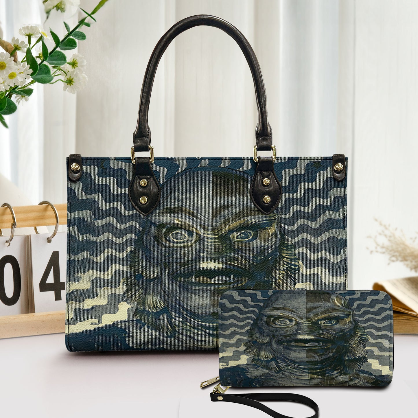 Creature from the black lagoon horror Leather Handbag Wallet Set