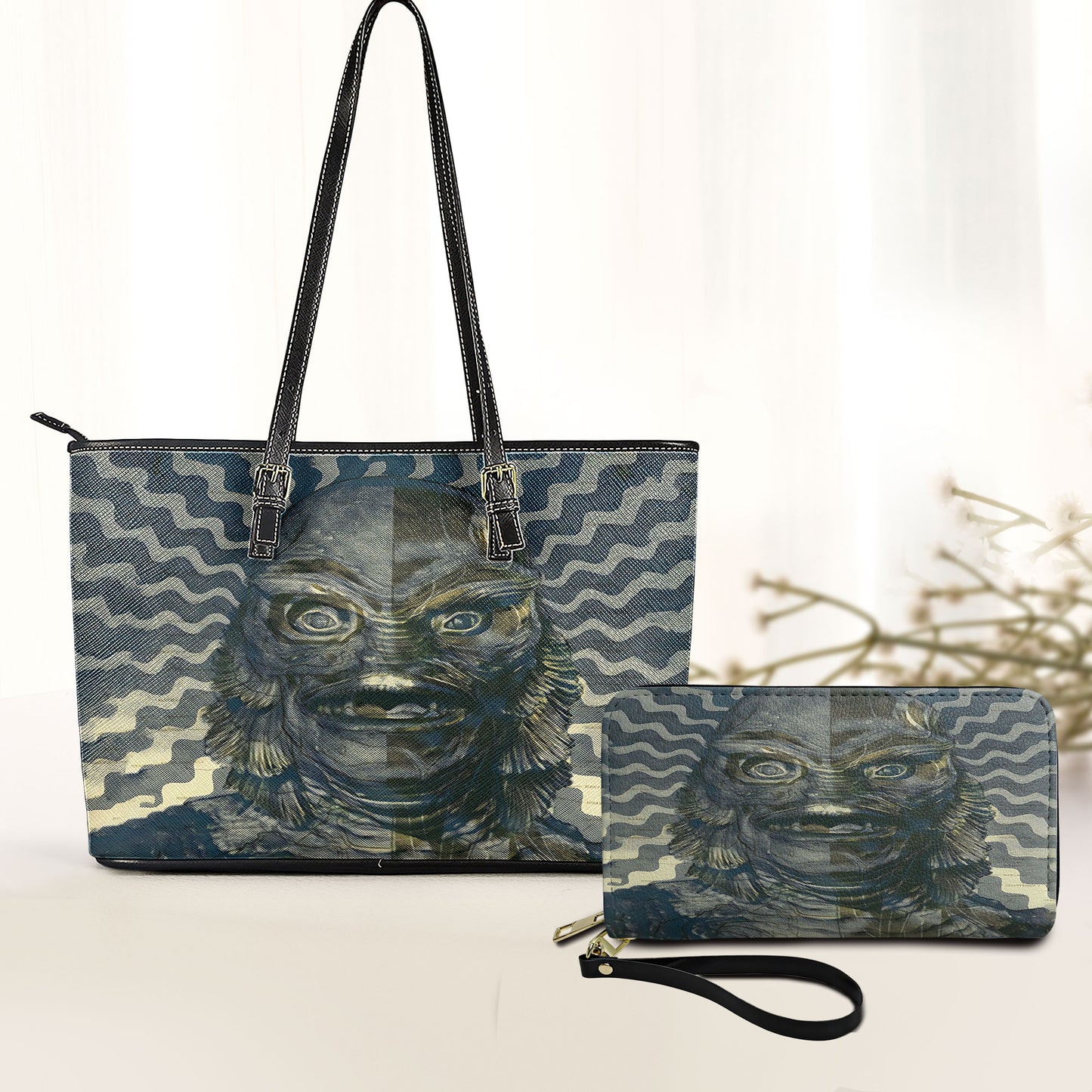 Creature from the black lagoon horror Leather Handbag Wallet Set