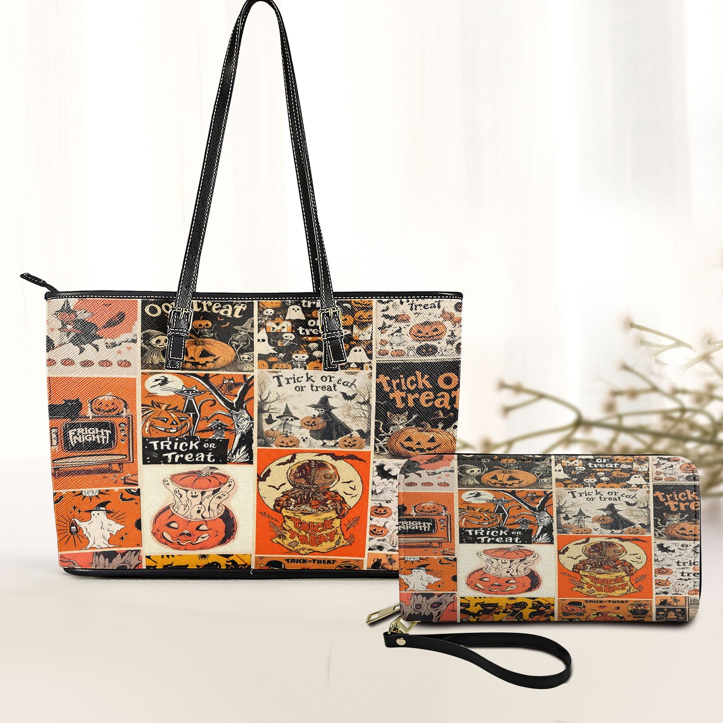 Vintage Halloween Patchwork Leather HandBag – Trick or Treat Edition 🎃🕸️