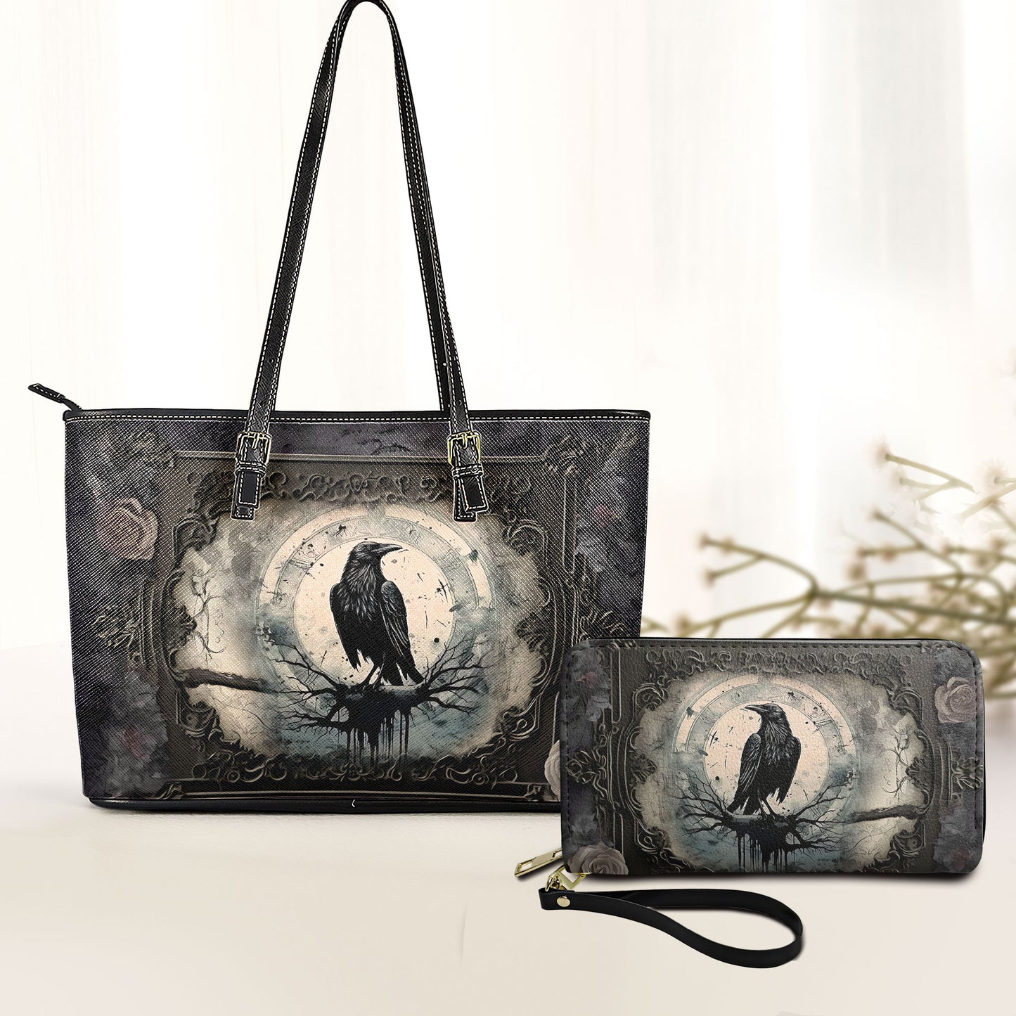 Gothic Raven Leather HandBag – Dark Elegance Edition 🖤🪶